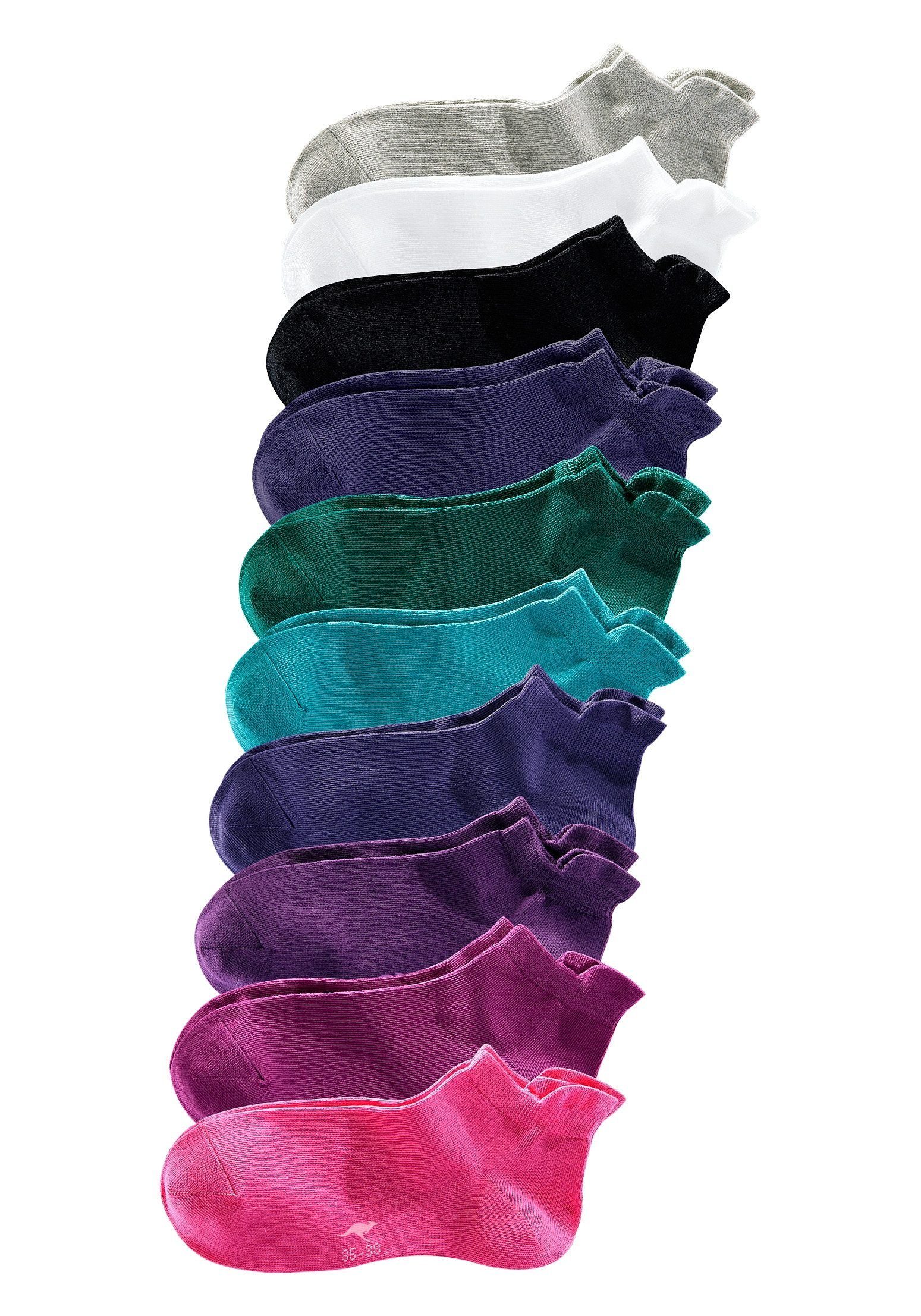 KangaROOS Sneakersocken Damen Sneaker Socken Kurze Socken Sportsocken Fitness Reisen Alltag (Packung, 10-Paar, Großpackung Gr. 35-38 bis 39-42) mit erhöhtem Bün – Bild 2 von 5
