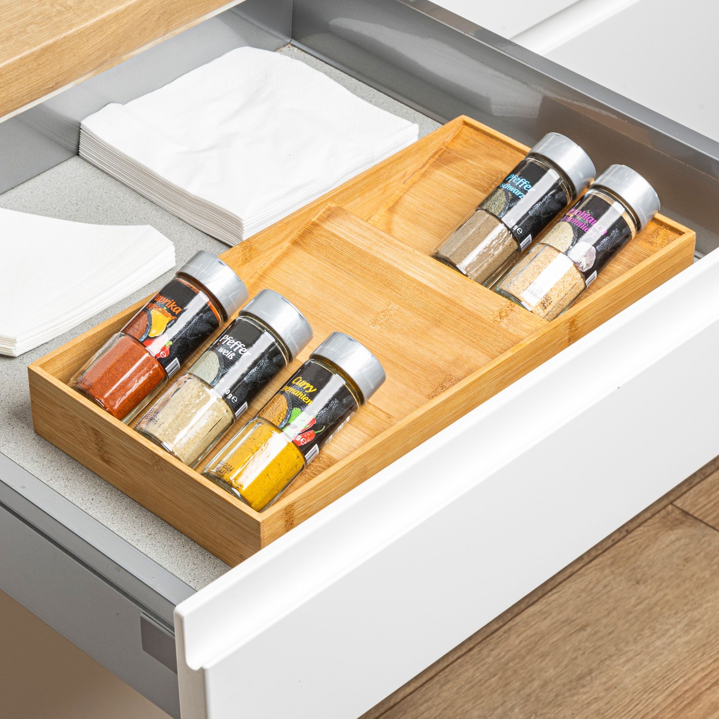 Gravidus Gewürzregal Bambus Schubladen Gewürzregal Organizer günstig online kaufen