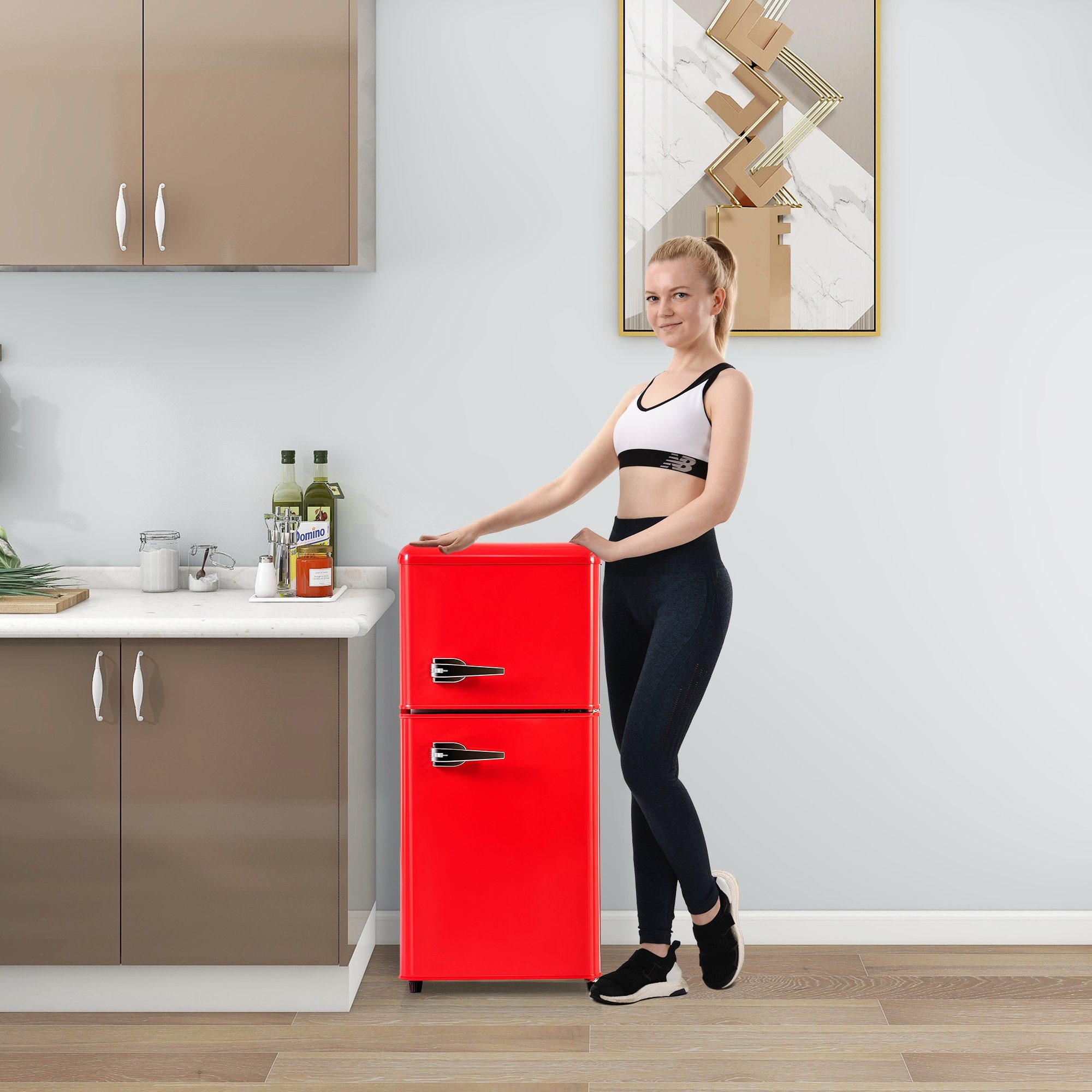 Kühlschrank Gefrierfach freistehend Retro 83 cm 90 Liter Rot Respekta