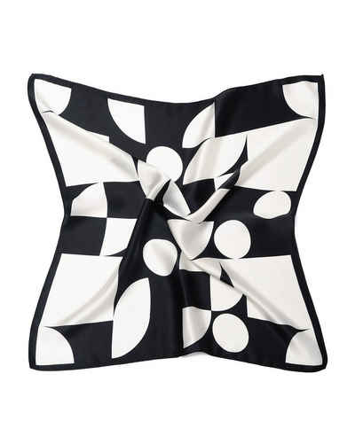 MayTree Seidentuch quadratisch,Geometrie 53x53 cm, schwarz weiß, Nickituch, Bandana-Schal, (Stück), 100% Seide