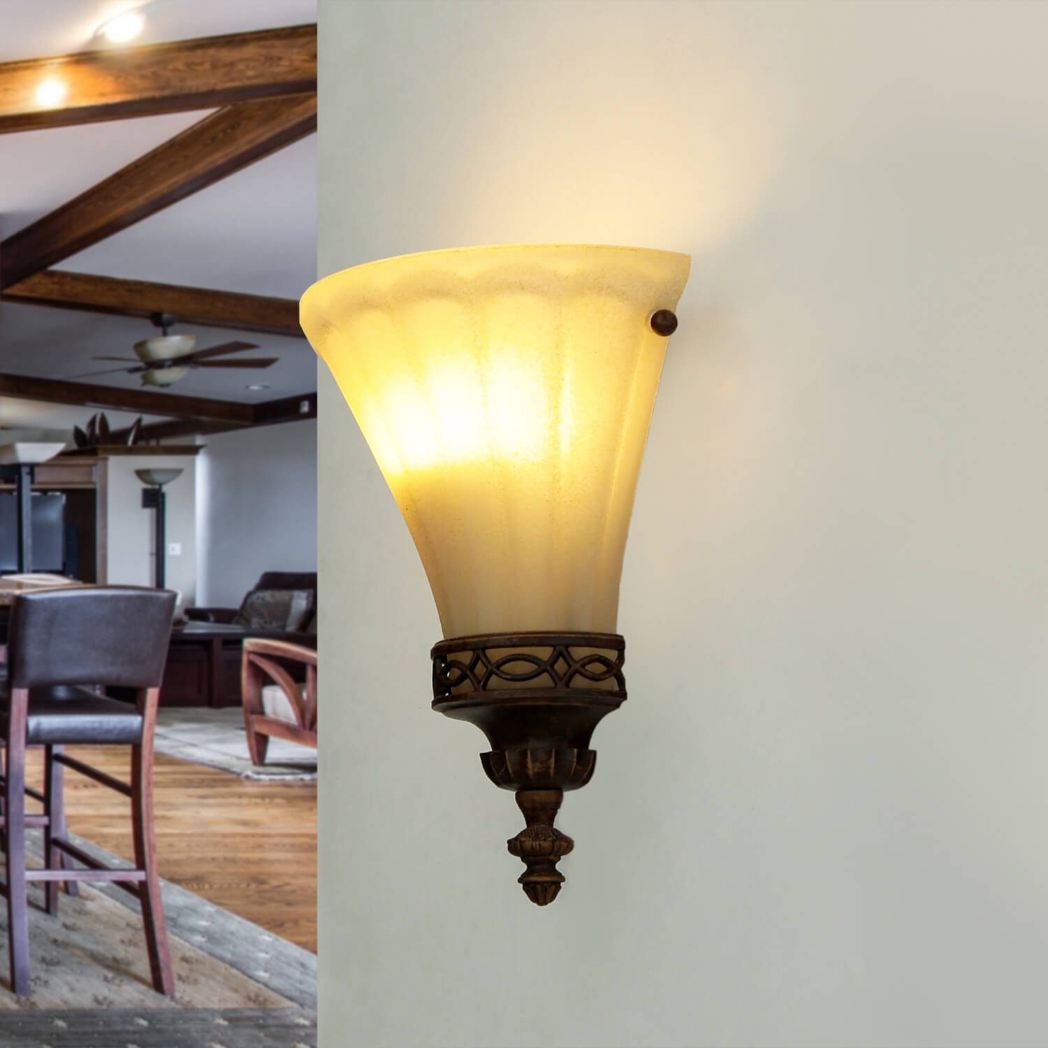 Wandlampe Wandleuchte Lampe Landhaus Leuchtmittel, 1, Blendarm Braun Licht-Erlebnisse ohne ANABELL