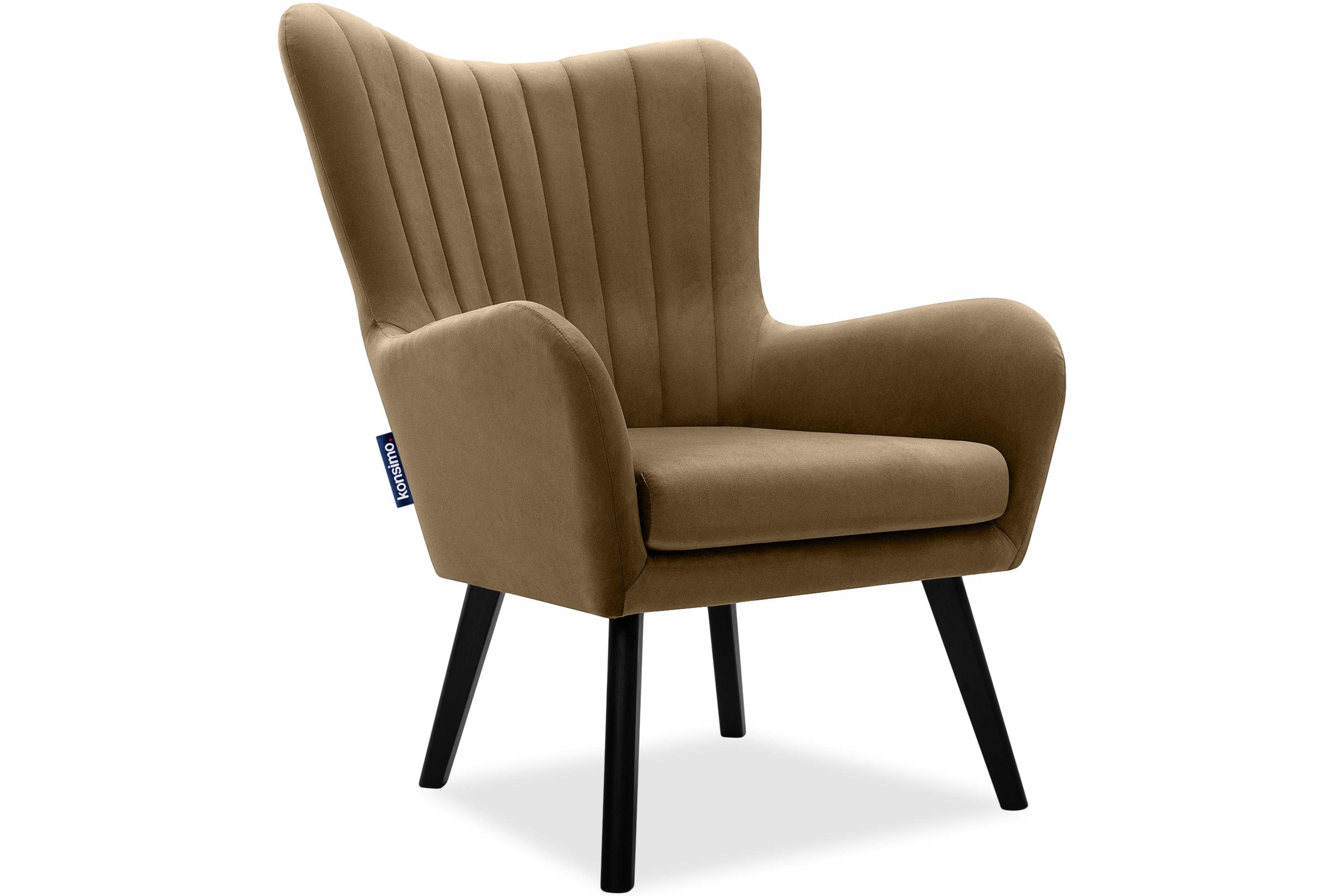 KONSIMO® Кресла GADI, Velourstoff, PUR-Schaum im Sitz, Schwarz lackierte Holzbeine