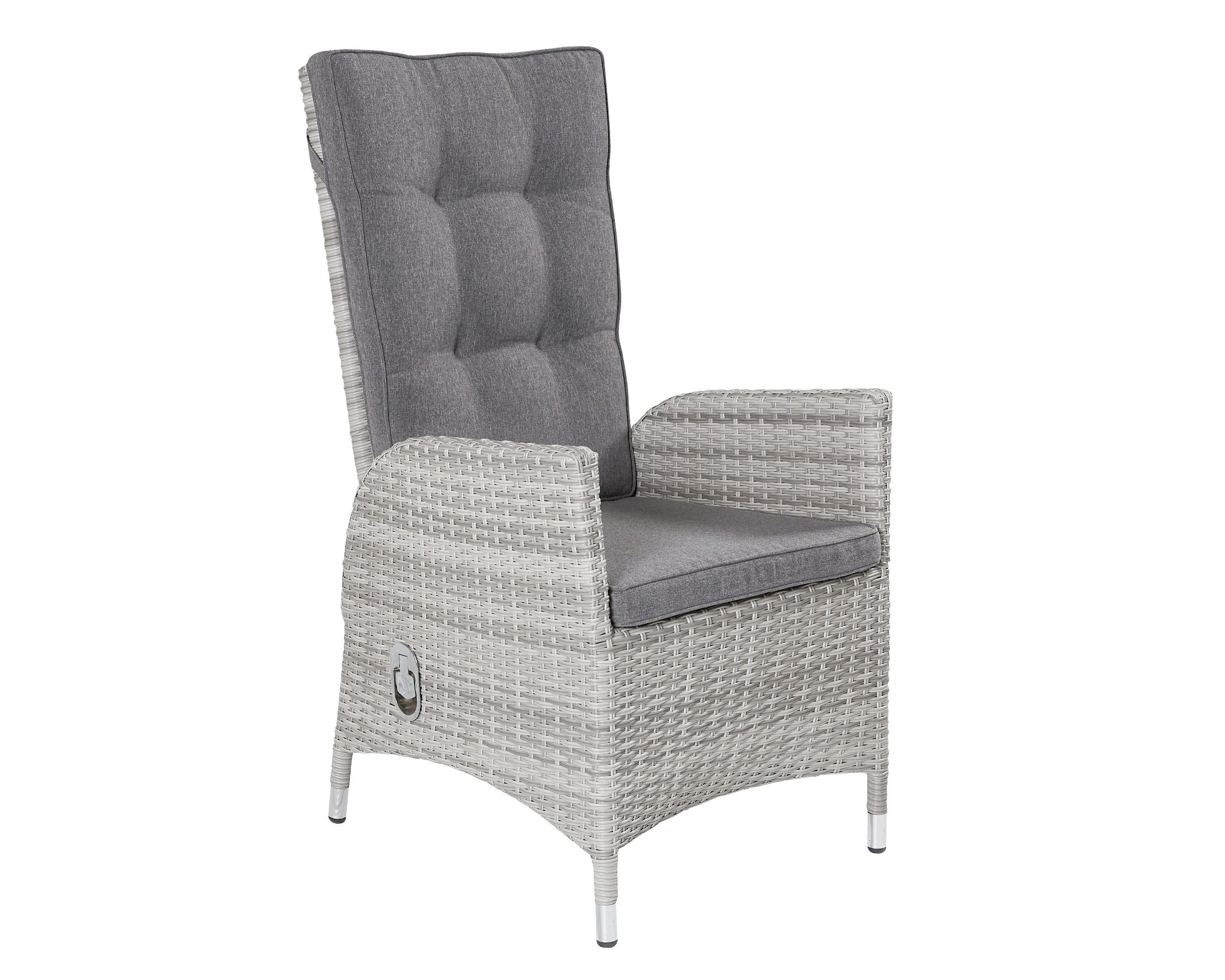 LC Garden Gartenstuhl Positionsstuhl Verstellsessel Parma Dining weiß-grau