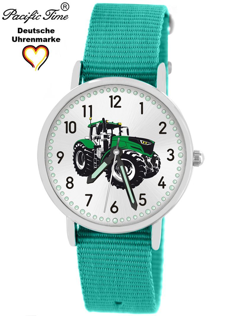 Mix Pacific Time und Armbanduhr Versand Gratis Quarzuhr türkis Design - grün Match Wechselarmband, Kinder Traktor