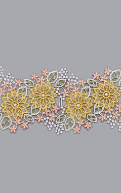 Scheibengardine Blumenbordüre, Plauener Spitze®, (1 St), transparent, HxB 14x42cm