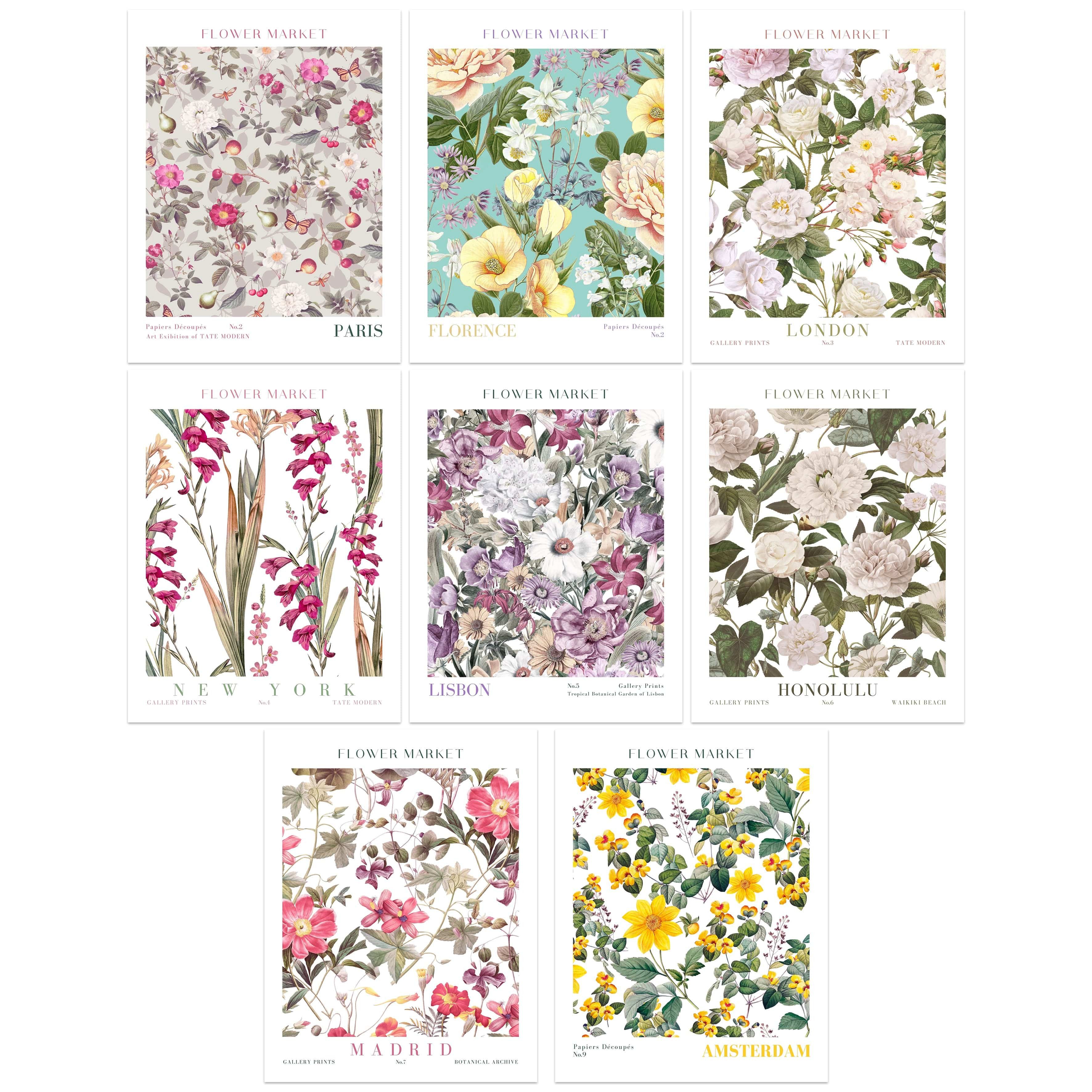 JUSTGOODMOOD Poster Flower Market Geschenkidee Design Blumen Wanddeko Wohnzimmer Küche Wal, Paris (1 St)