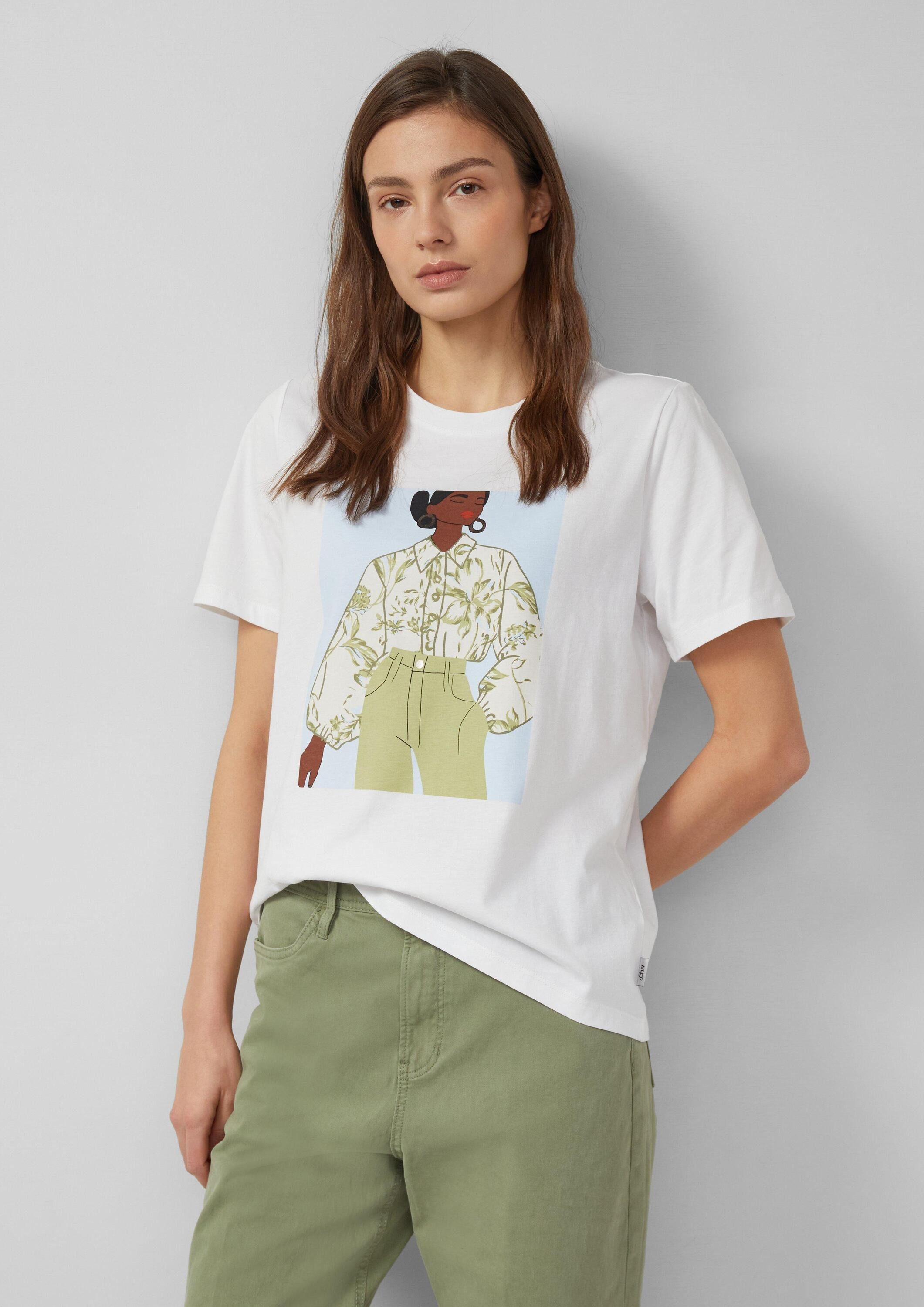 s.Oliver Kurzarmshirt T-Shirt Baumwoll-T-Shirt mit Frontprint günstig online kaufen