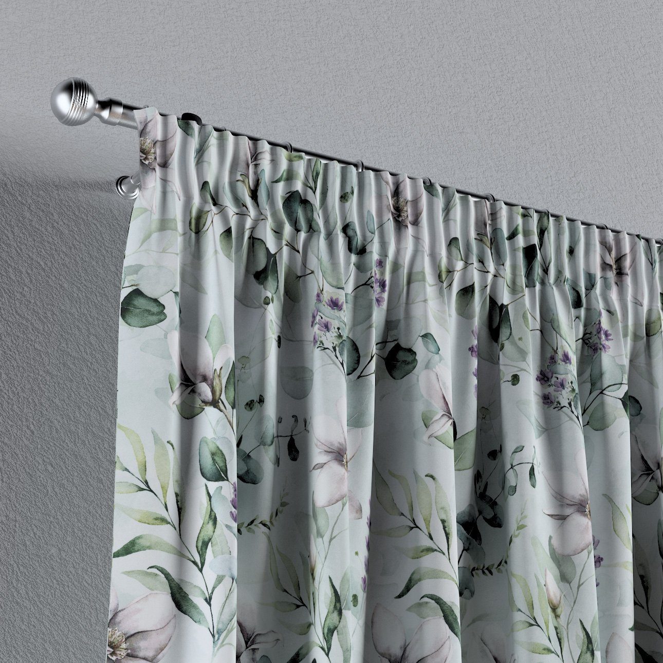 Kräuselband cm, Vorhang 130x100 Dekoria Vorhang mit mintgrün-weiß Flowers,