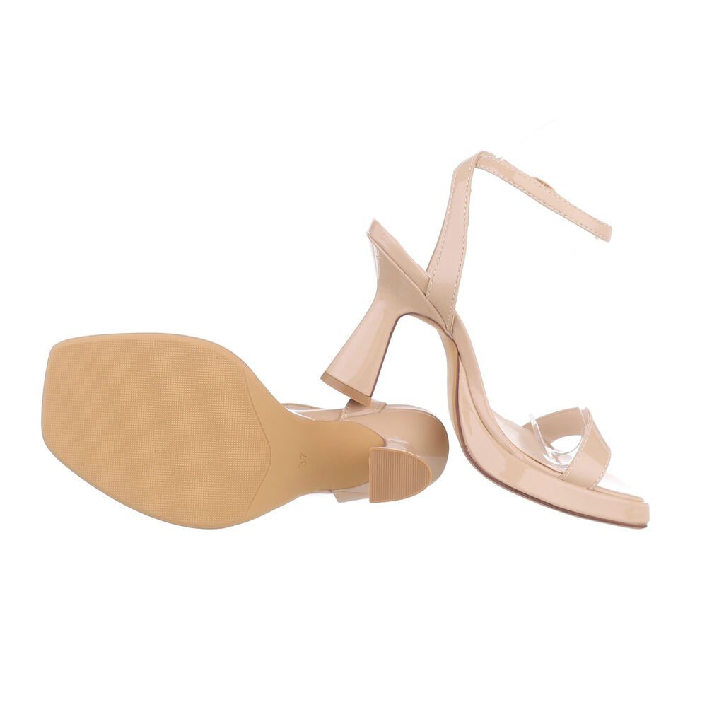 Ital-Design Damen Abendschuhe Party & Clubwear Sandalette Blockabsatz Sandalen & Sandaletten in Beige