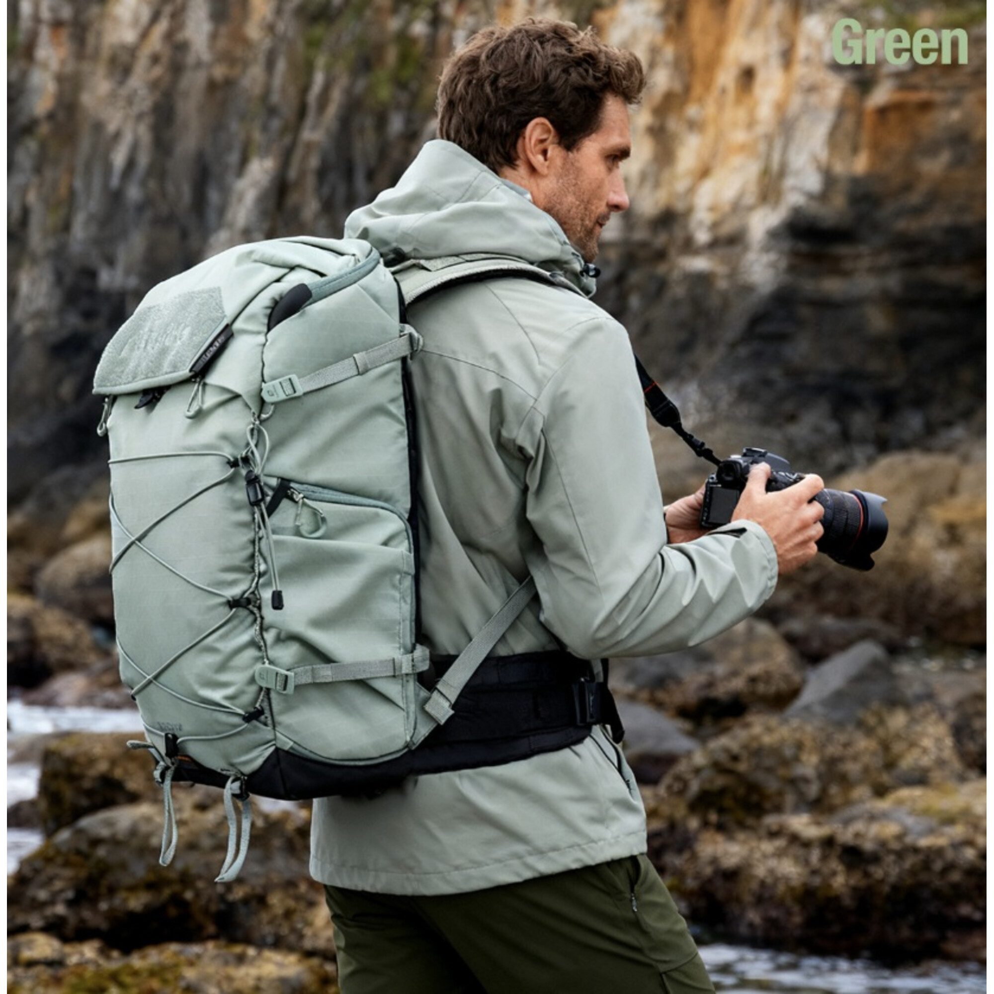 Leofoto Trekkingrucksack Leofoto Backup Backpack 35L BPA-35L-BM green (Bag + Medium Insert)