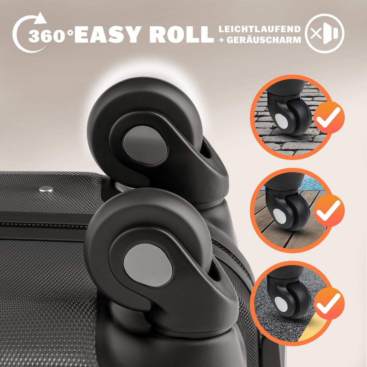 monzana Hartschalen-Trolley Baseline, 4 Rollen Rollen, Rollkoffer Zahlenschloss Reisekoffer Hartschalenkoffer Trolley Schwarz