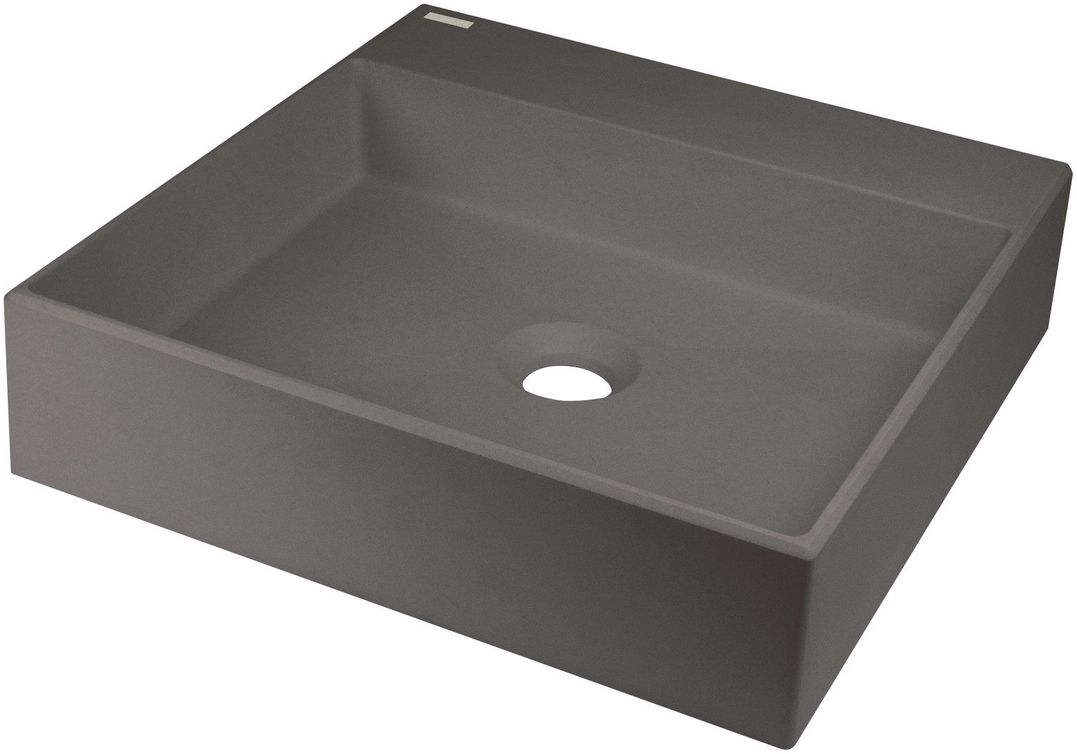 Deante Waschbecken Aufsatzwaschbecken Anthrazit eckig in Granitoptik ohne Überlauf (Komplett-Set)