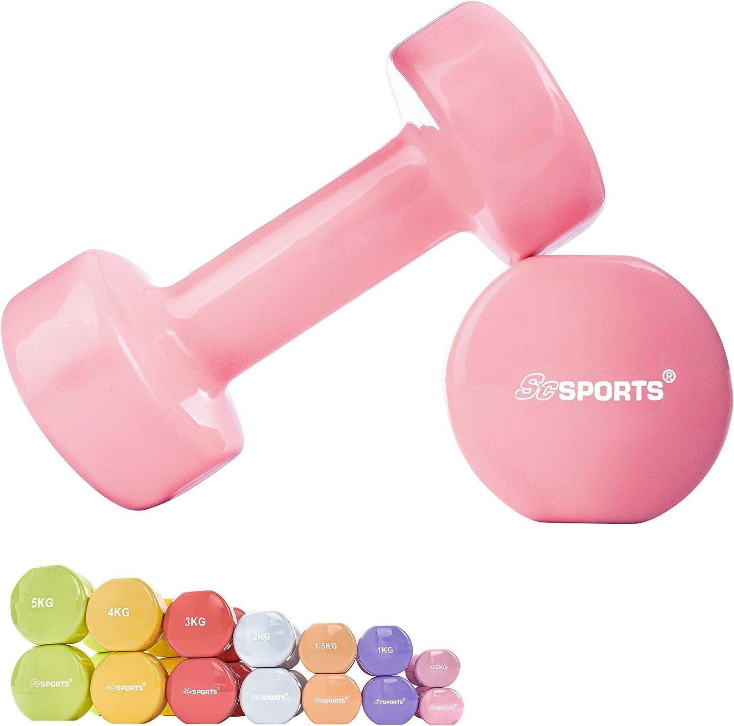 ScSPORTS® Kurzhantel Hanteln Vinyl Kurzhanteln 2er Set 1-10kg Hantelset Fitness Gewichte