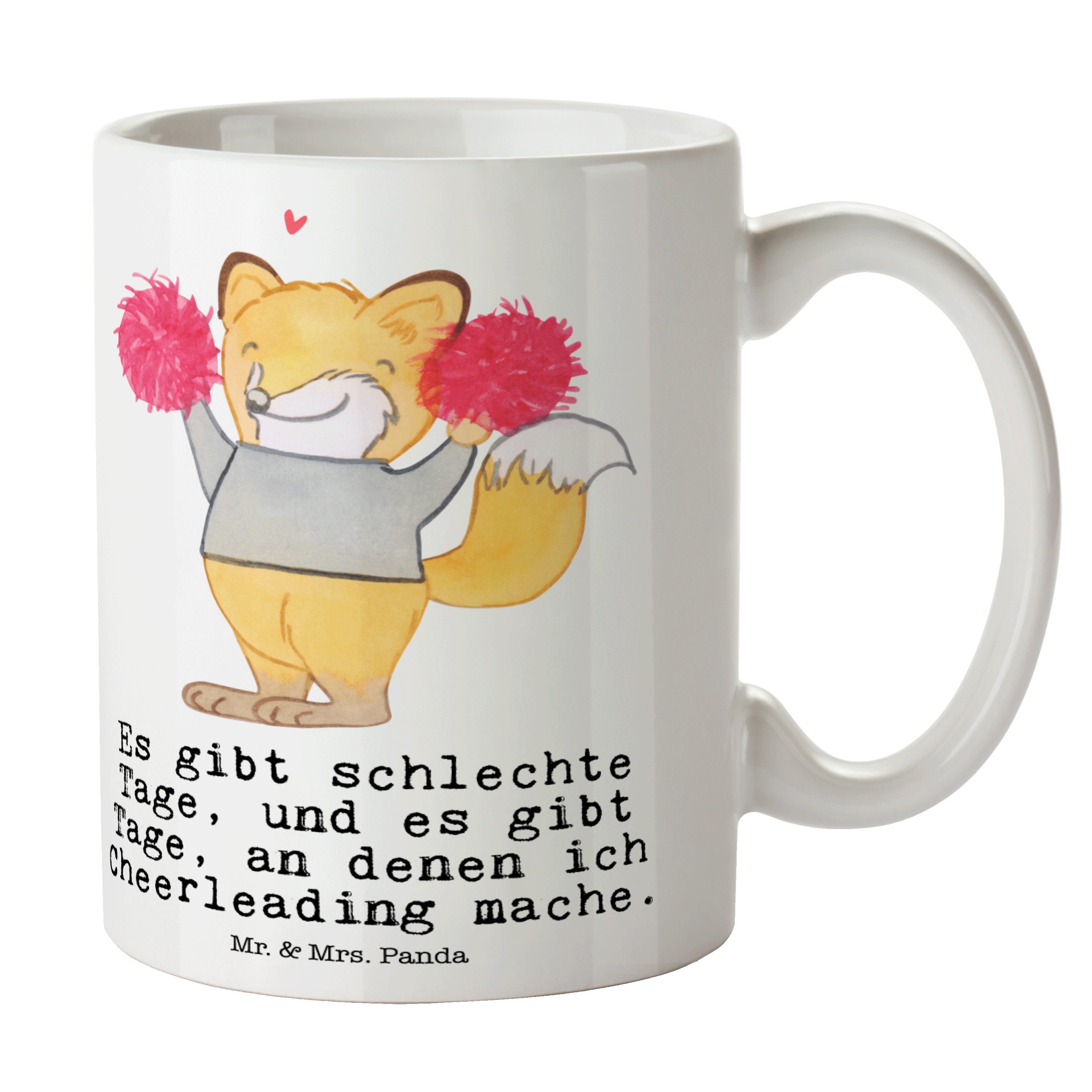 Mr. & Mrs. Panda Tasse Fuchs Cheerleader Tage - Weiß - Geschenk, Dankeschön, Cheerleading, T, Keramik
