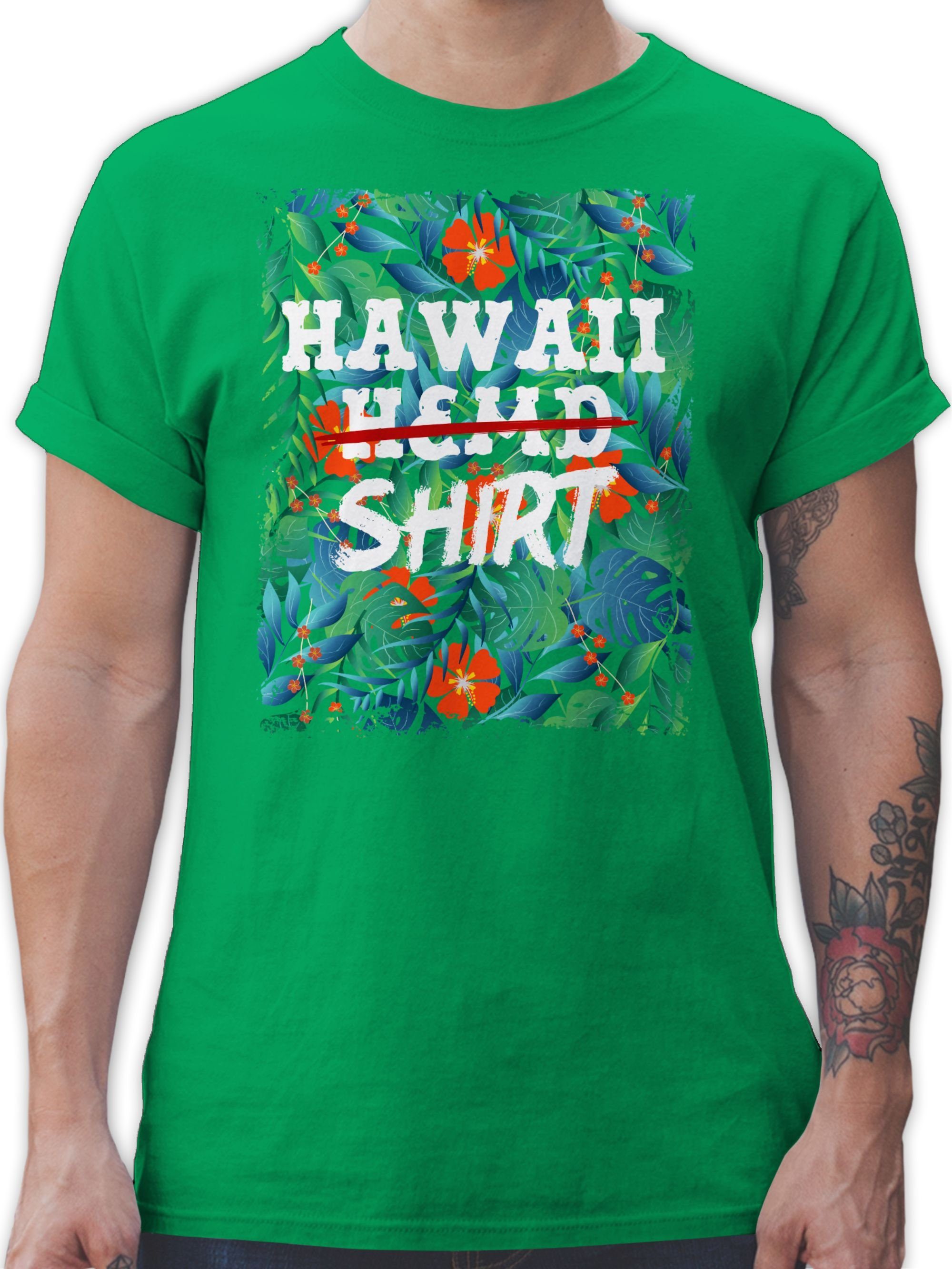 Shirtracer T-Shirt Hawaii Hemd Shirt - Aloha Party Hawaiian Hawaii-Kleidung Karibik Karneval Outfit 3 Grün