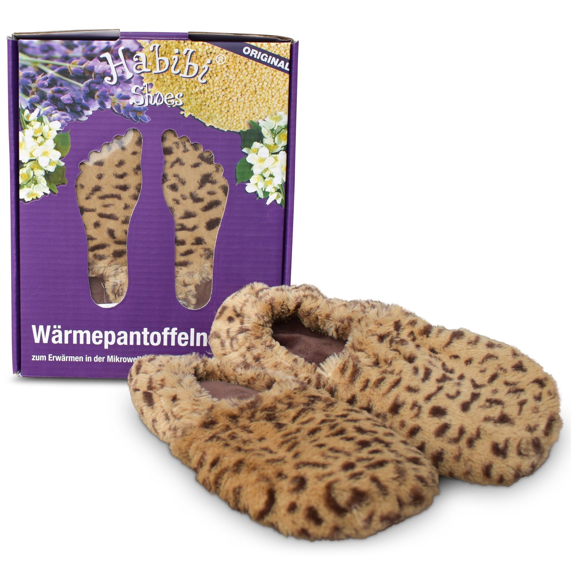 Habibi Plush Habibi Wärmeschuhe Slippers Leo Размер M (37-40) Mikrowelle/Ofen Hüttenschuhe (1 Paar Wärme-Hausschuhe, 1 Paar Wärmeschuhe)
