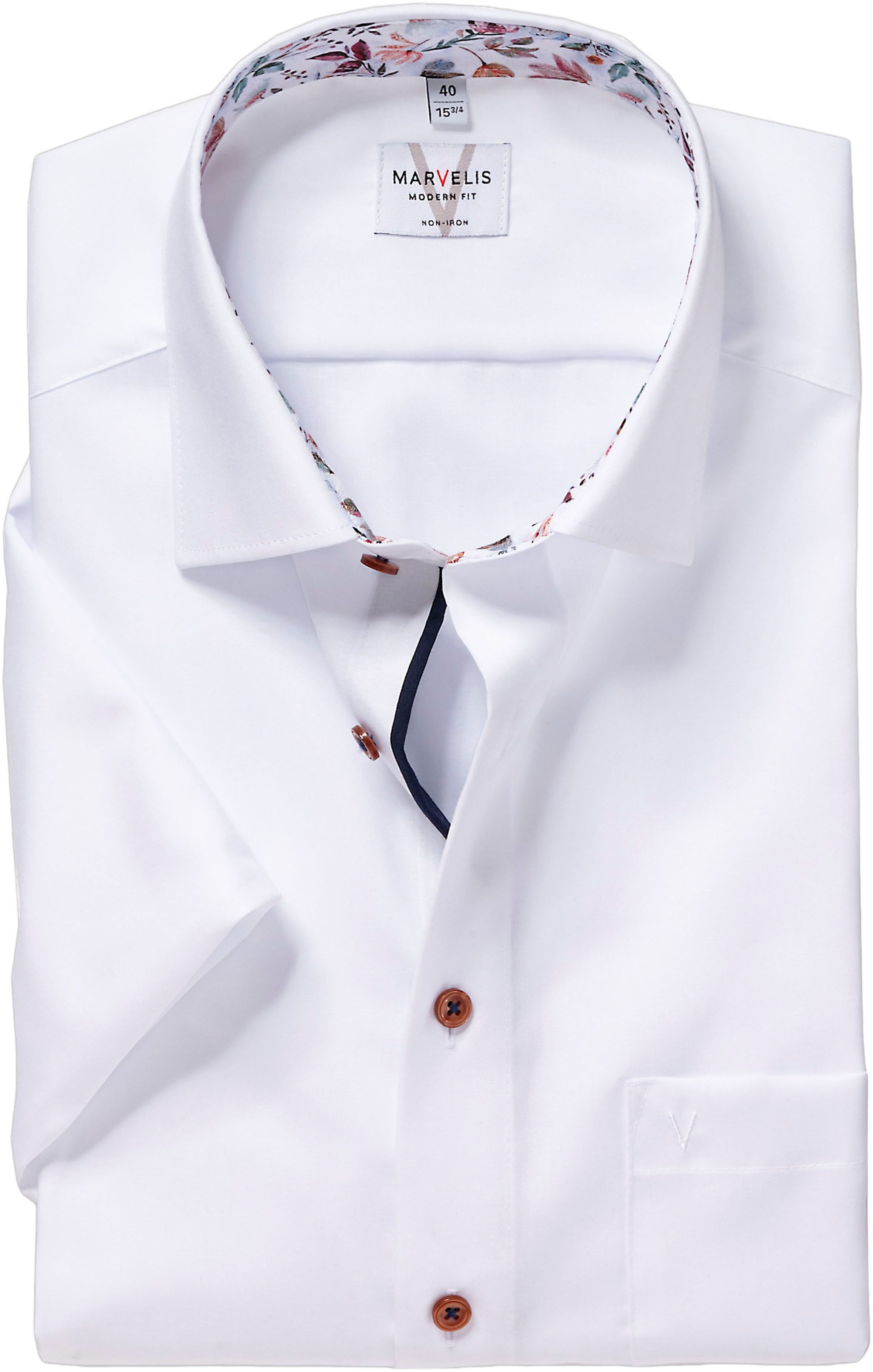 MARVELIS Kurzarmhemd mit New-Kentkragen, bügelfrei, modern fit