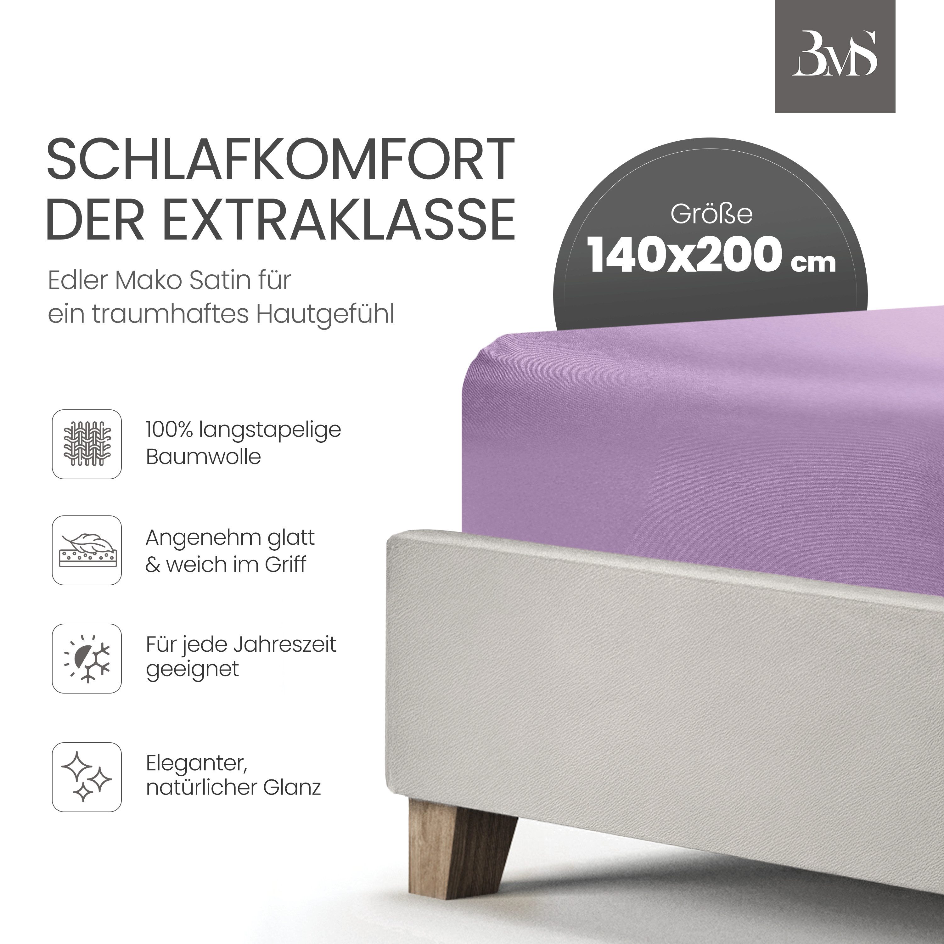 BETTWAESCHE-MIT-STIL Spannbettlaken Mako Satin Spannbettlaken, Matratzenhöh günstig online kaufen