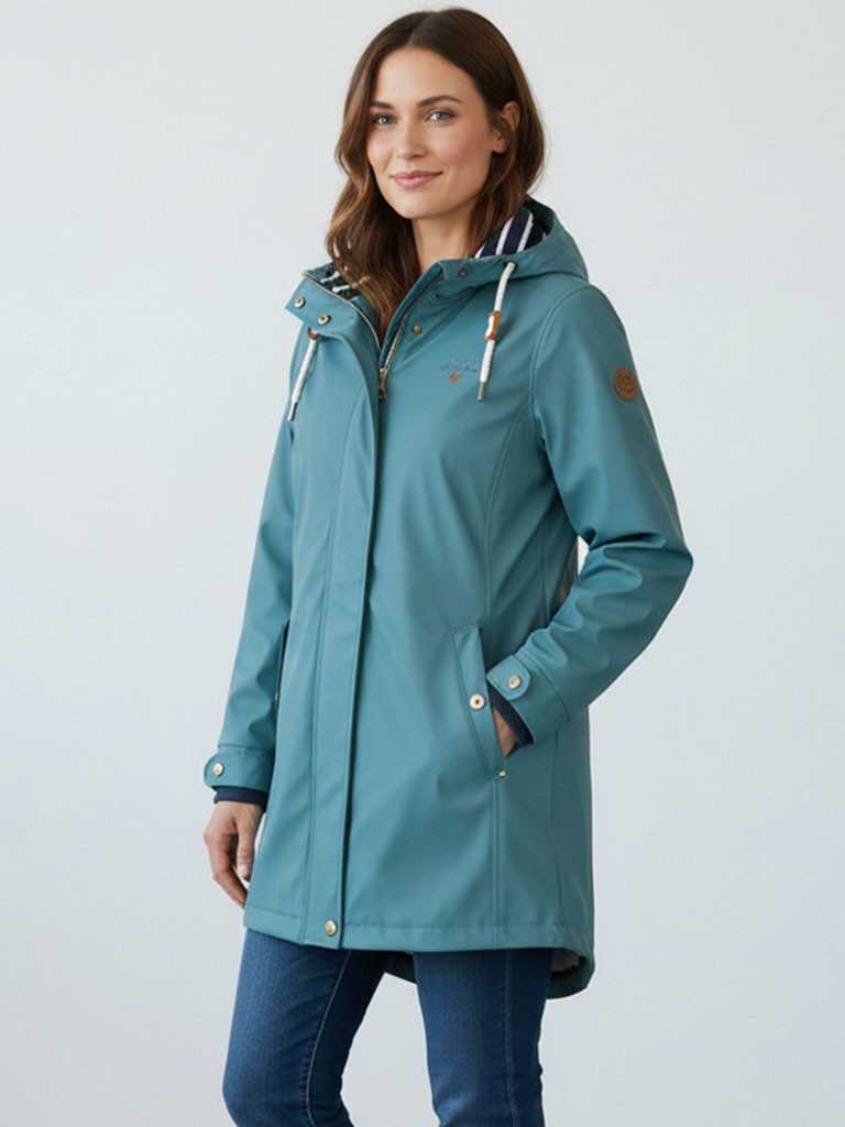 Dry Fashion Regenjacke Kiel Damen Regenmantel Kiel mit verstellbarer Kapuze - wind- & wasserdicht