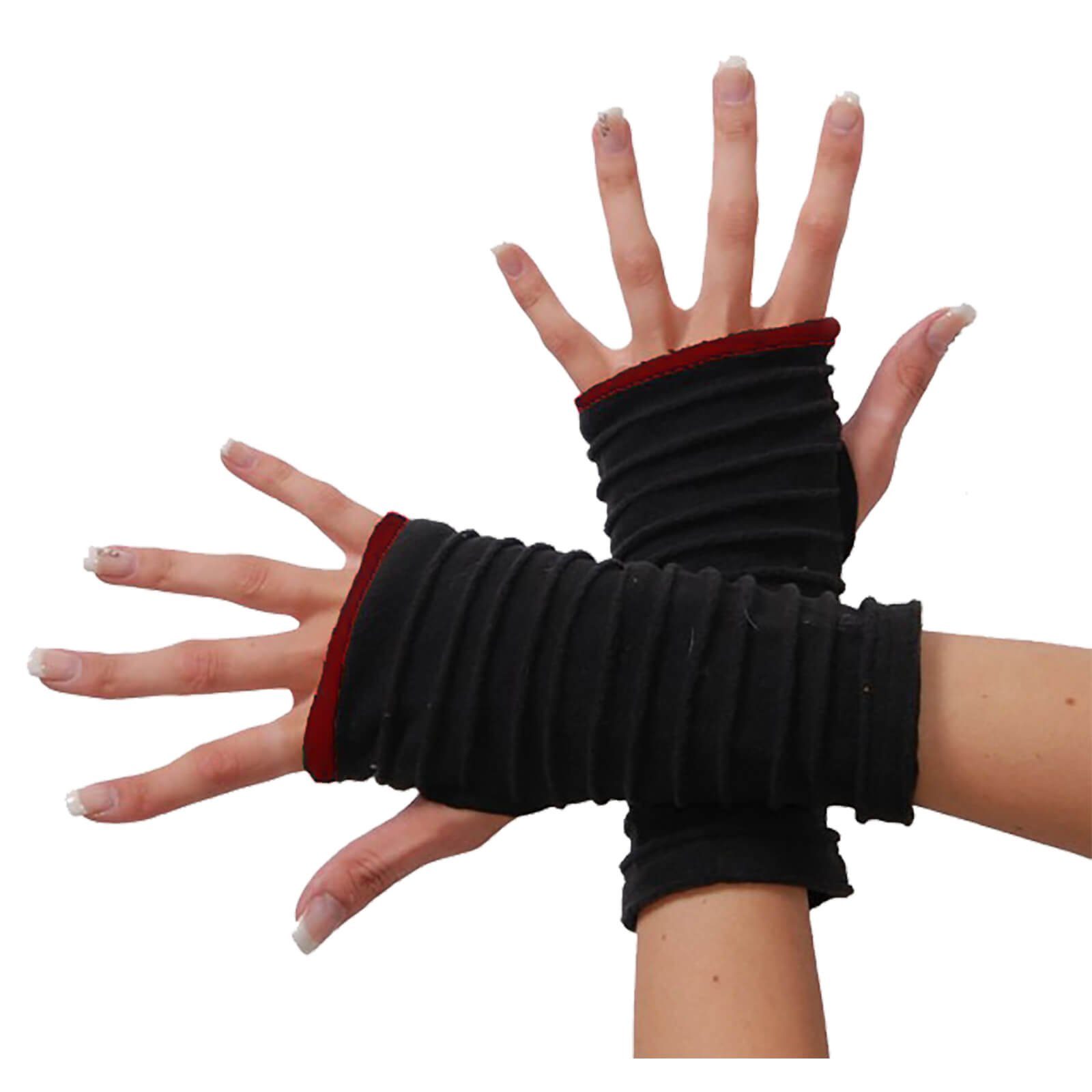 UND Schwarz/Bordeaux KUNST Armstulpen Gothic Handschuhe Boho Stulpen Handwärmer MAGIE Hippie Armstulpen Fleece