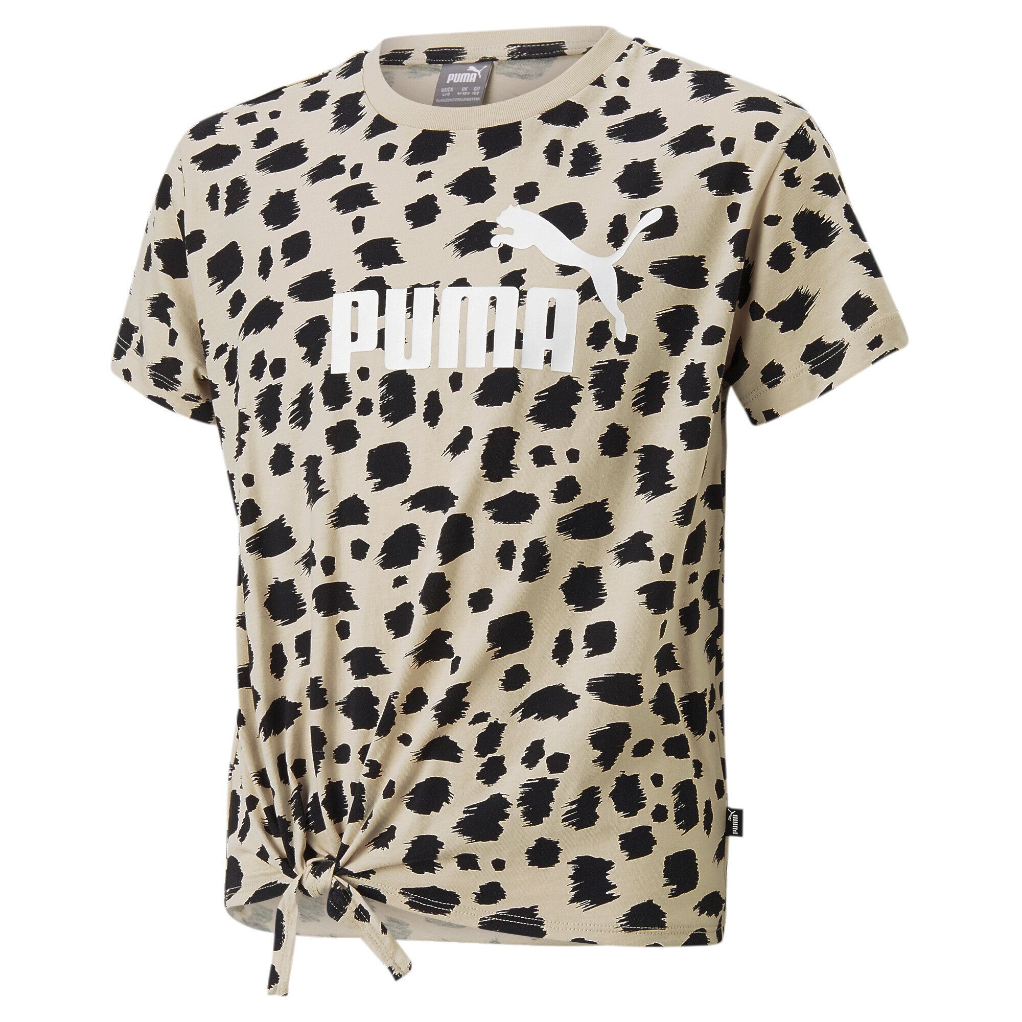 PUMA T-Shirt Essentials+ Printed Granola Animal Beige T-Shirt Knotted Jugendliche