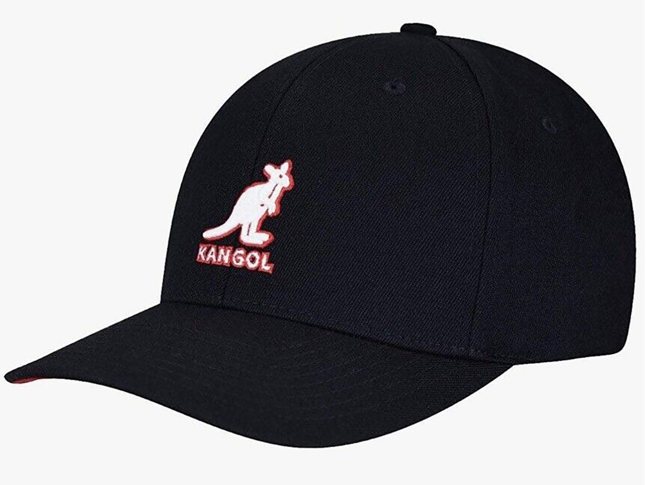 Kangol Baseball Cap 3D Wool Flexfit Stretchfutterband, Schirmlänge: 7 cm,Kopfhöhe: ca. 10 cm schwarz-rot