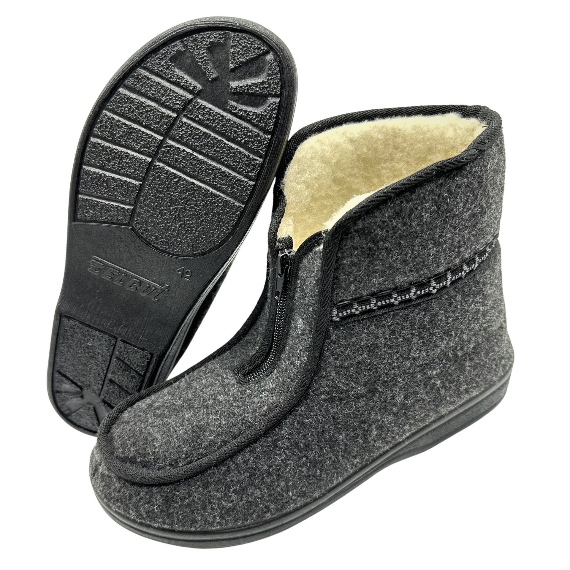 zelbut Damen Herren Winter Hausschuhe Filz Hüttenschuhe Schafwolle Gefüttert Hausschuh Hausstiefel mit Schurwolle