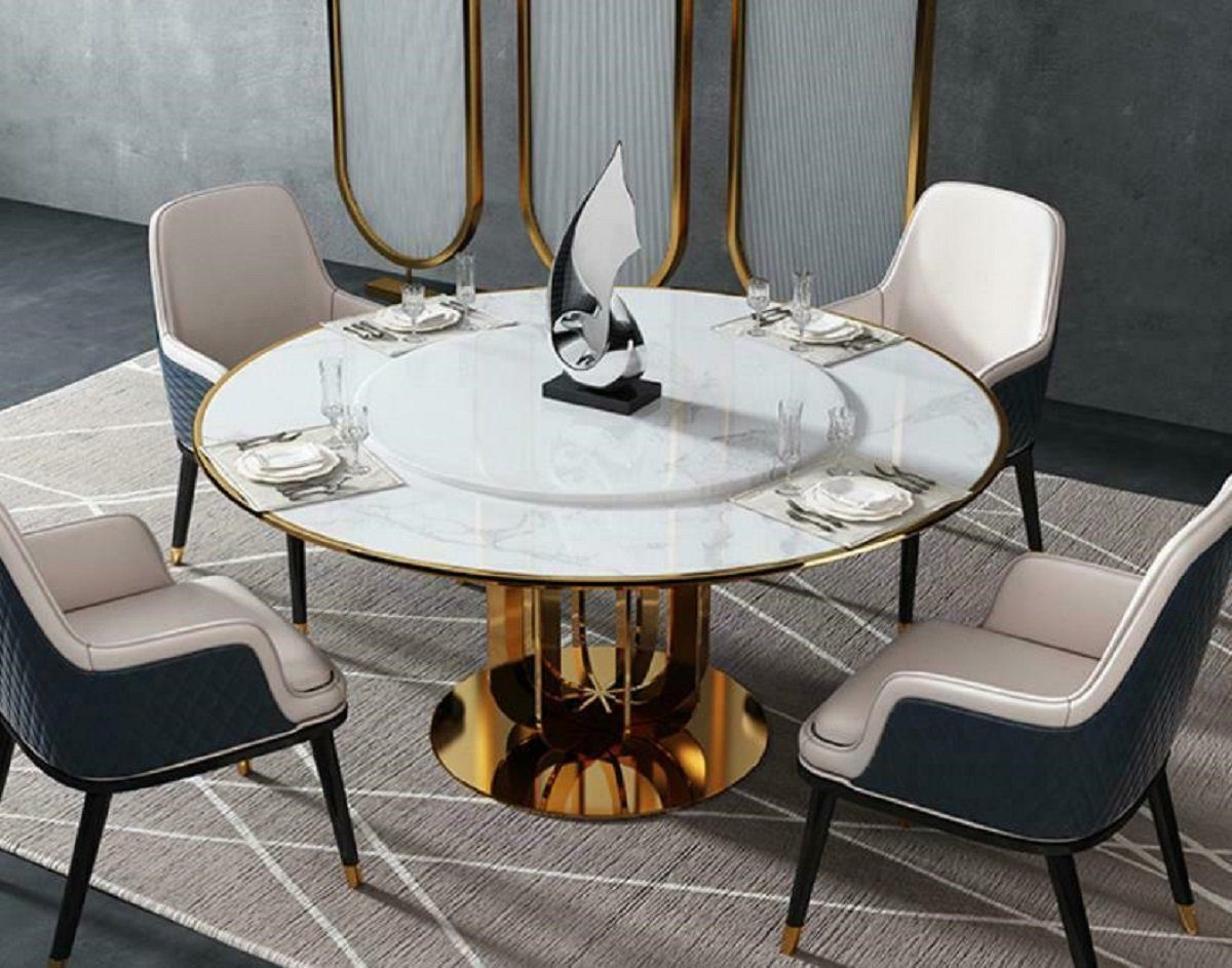 JVmoebel Esstisch, Luxus Tische Esszimmer Runde Runder Edelstahl Design Tisch Möbel