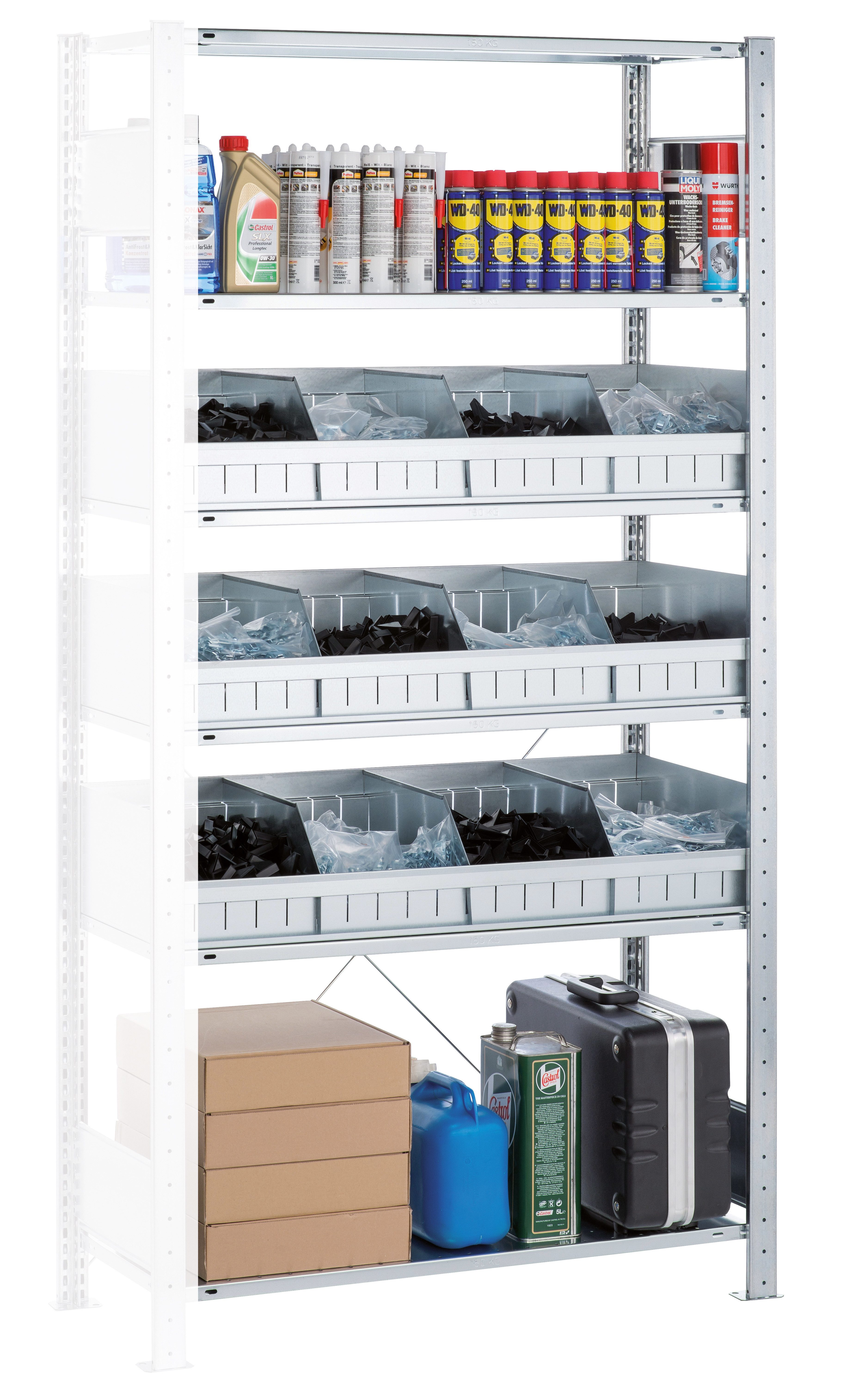 Steckregal Anbauregal, Kleinteileregal MULTIplus150, 2000 x 1000 x 500 mm