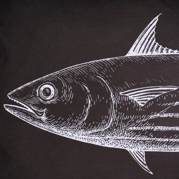 SCHÖNER LEBEN. Dekokissen Outdoor Kissen Fisch schwarz weiß 40x60cm