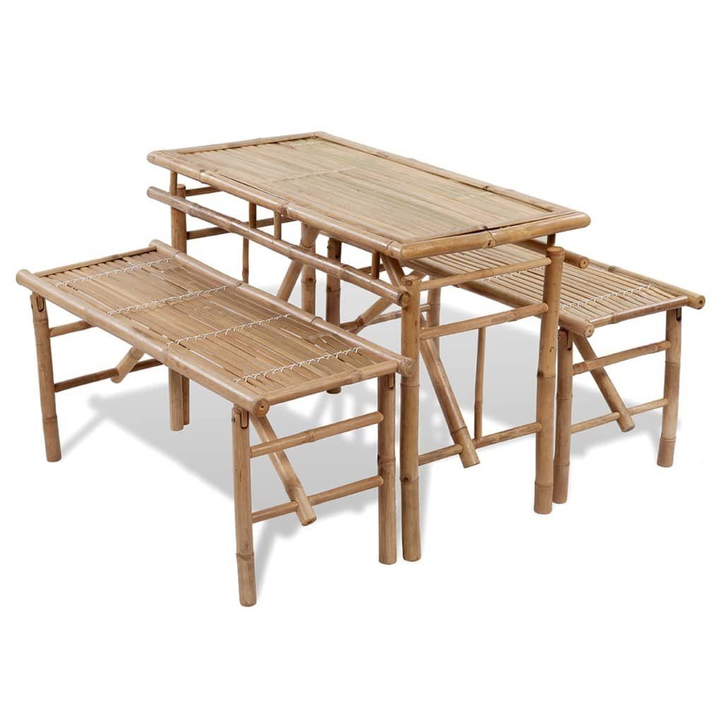 vidaXL Gartenlounge-Set Biertisch mit 2 Bänken 100 cm Bambus