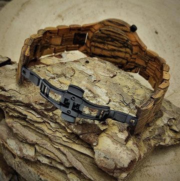 Holzwerk Quarzuhr HELDBURG Damen & Herren Holz Armband Uhr, braun, schwarz, gelb