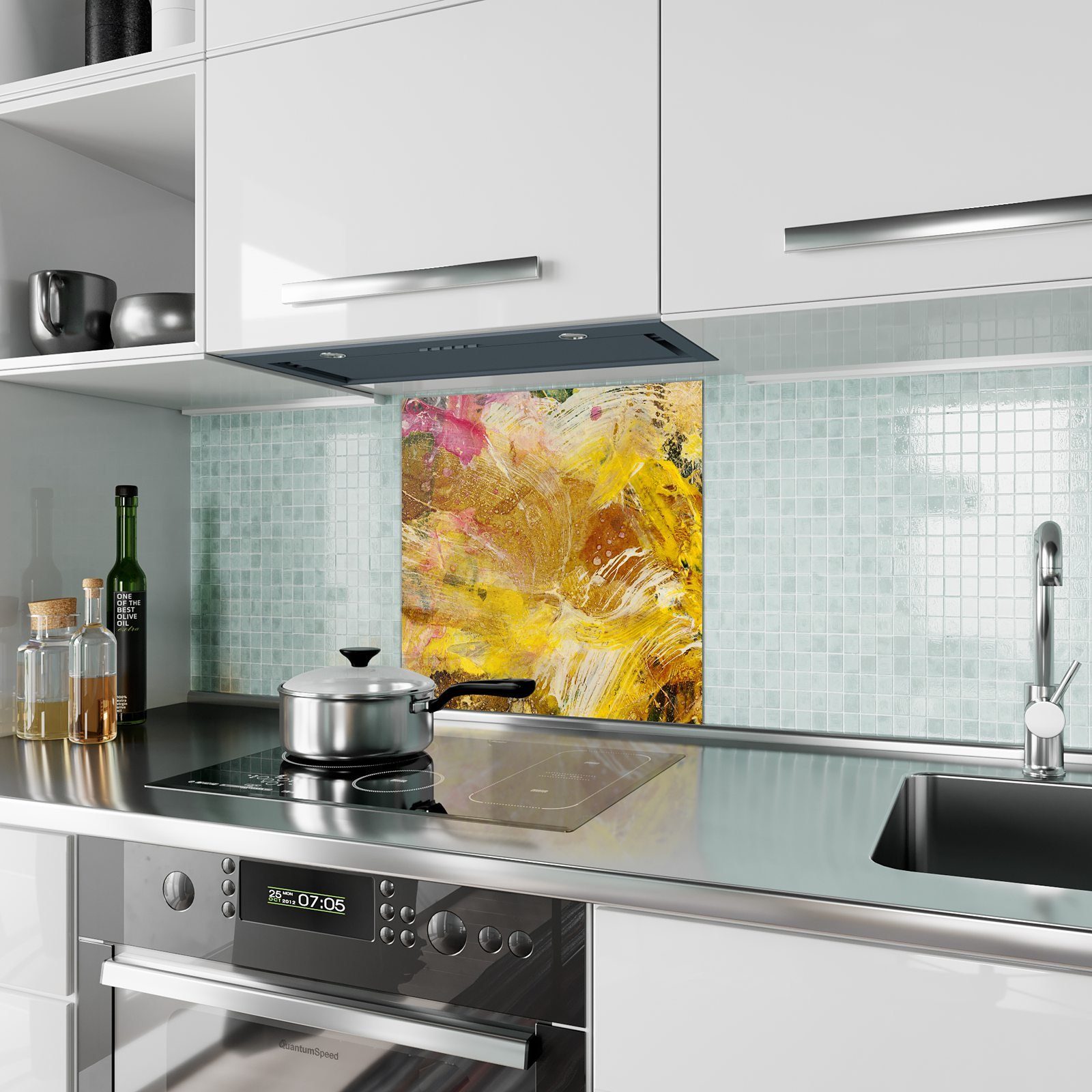 Küchenrückwand Primedeco gemischt Spritzschutz Acrylfarben Glas