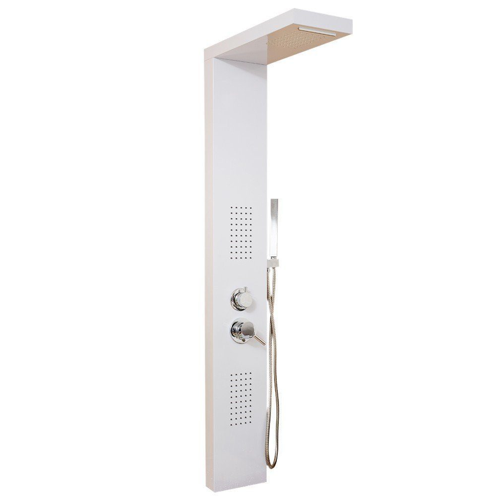 HOME DELUXE Duscharmatur Duschpaneel CASCATA - Weiß inkl. Tropenbrause und Thermostatfunktion