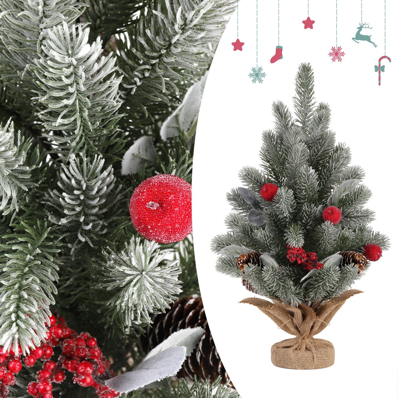 Salcar Künstlicher Weihnachtsbaum 50cm Mini Tannenbaum Künstlich Geschmückt