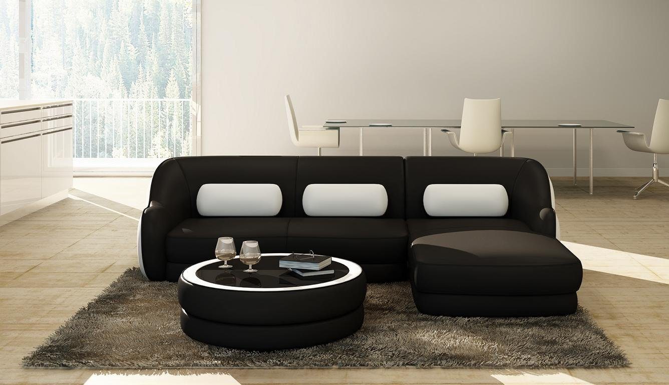 JVmoebel Ecksofa Designer graues Ecksofa Ledersofa L-Form Couch Neu, Made in Europe