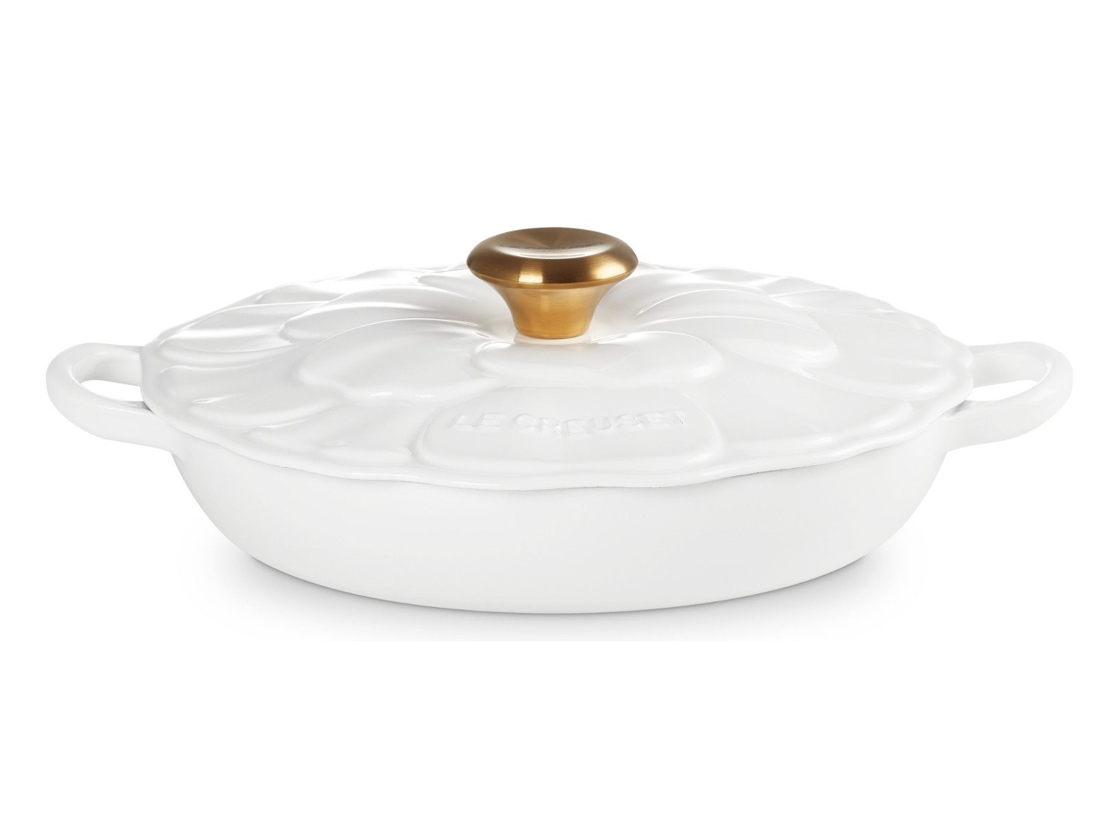 LE CREUSET Kochtopf Signature Gourmet-Profitopf Blume weiß 26cm, Emailliertes Gusseisen