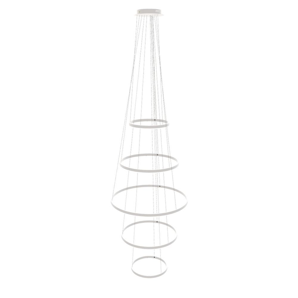 s.luce Pendelleuchte LED 5er-Ring Pendelleuchten Kombination Zentrisch Weiß, Warmweiß