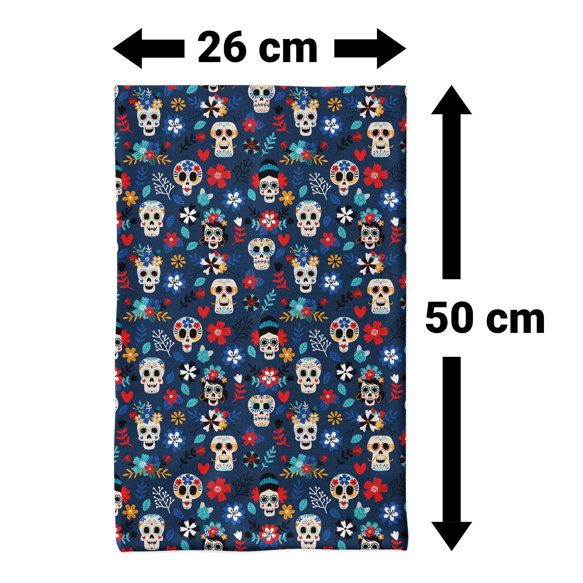 Maskworld Verkleidungsmaske Schlauchschal Dia de los Muertos, Elastisches Halstuch mit witzigem Aufdruck