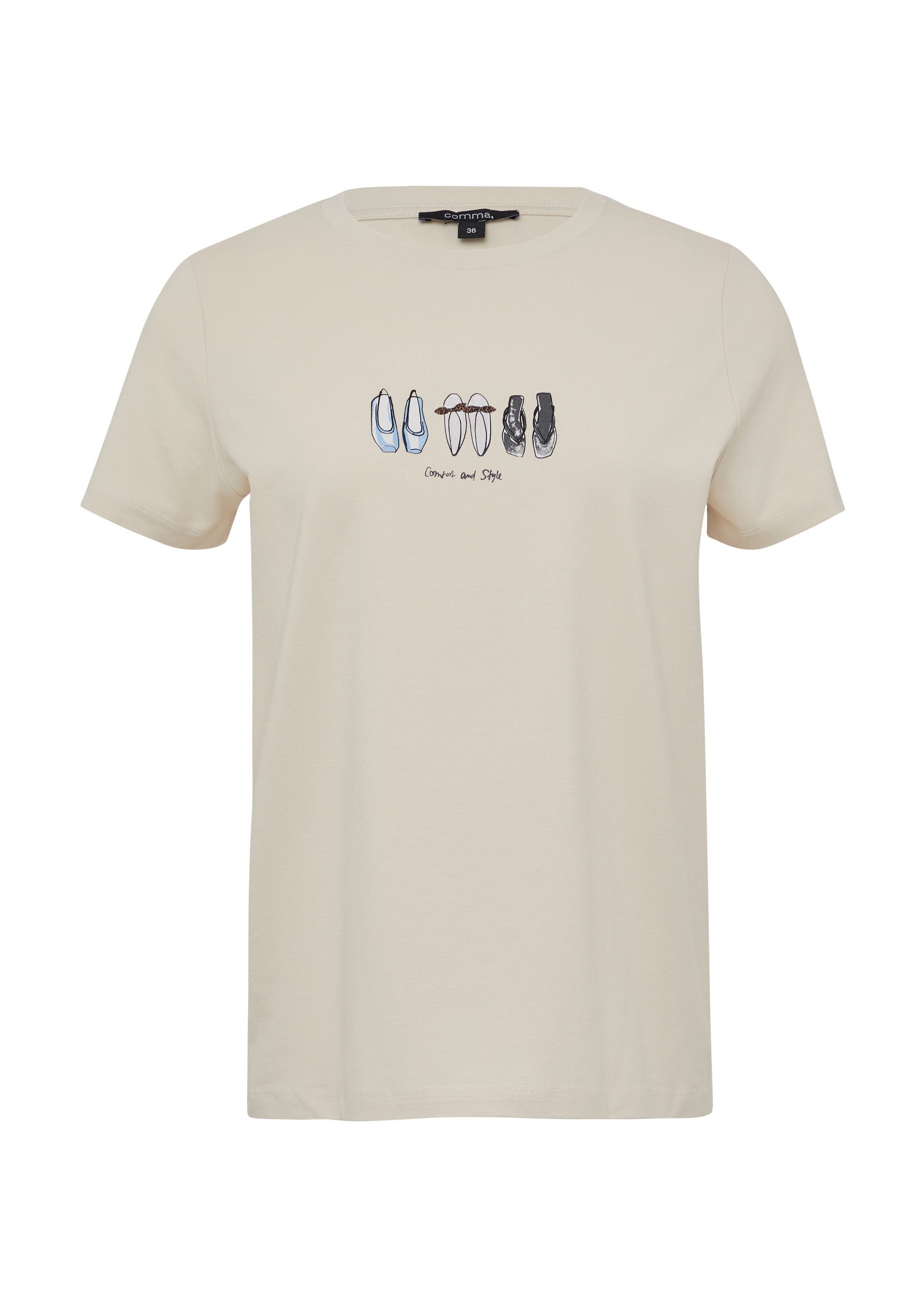 comma Kurzarmshirt T-Shirt Jersey-T-Shirt aus Baumwollmix mit Print günstig online kaufen