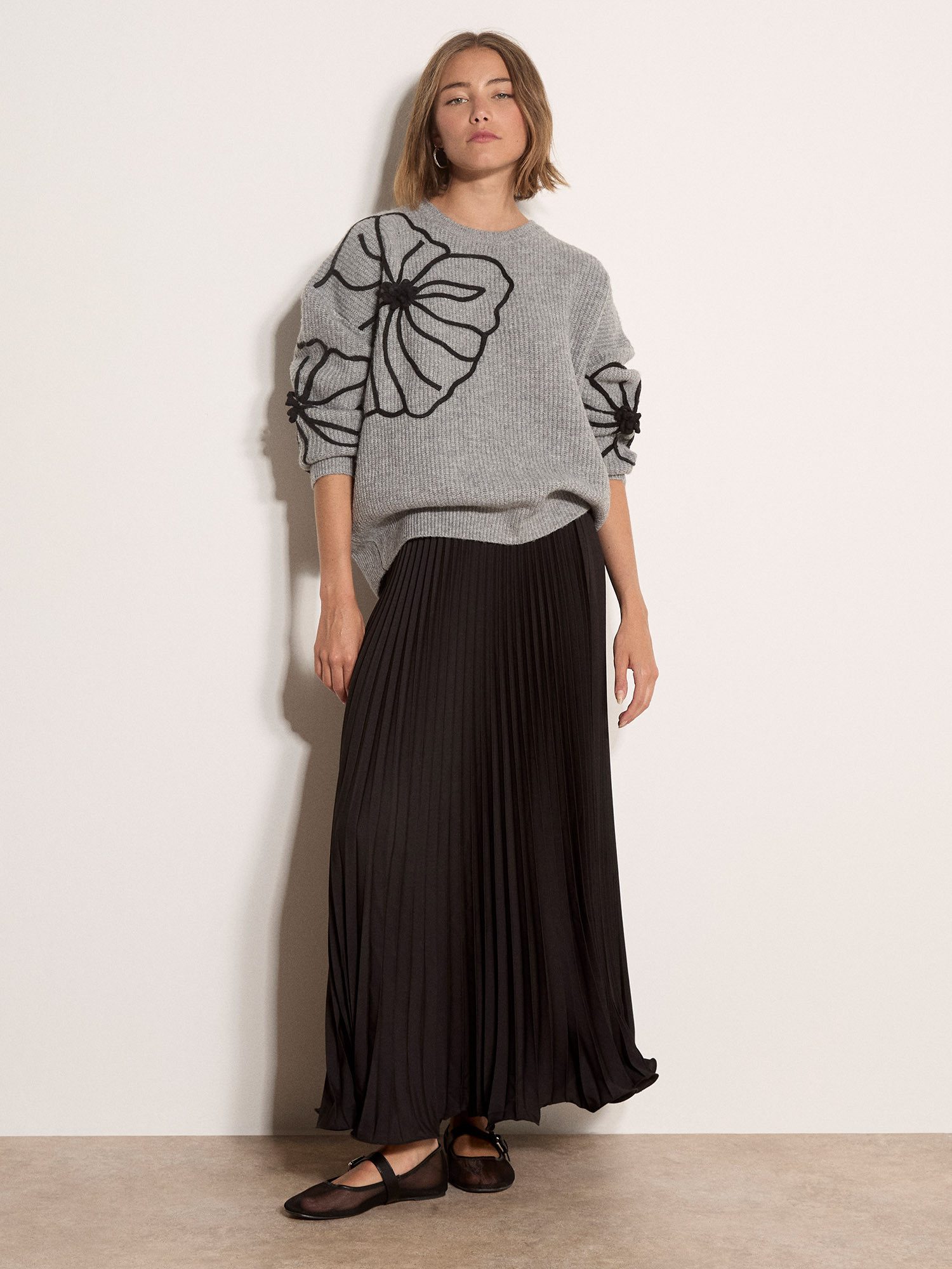 Apricot Maxirock Langer Rock aus Satin mit Plissee