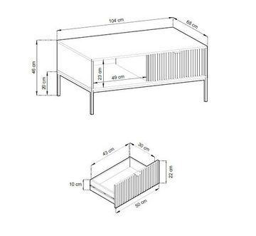 Feldmann-Wohnen Couchtisch Nova (1-St), 104x68cm schwarz MDF