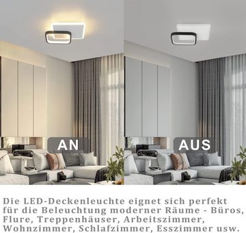 Nettlife LED Deckenleuchte Schwarz Deckenlampe Modern Acryl Deckenbeleuchtung, LED fest integriert, Warmweiß, für Schlafzimmer Wohnzimmer Esszimmer Küche Flur, 15W