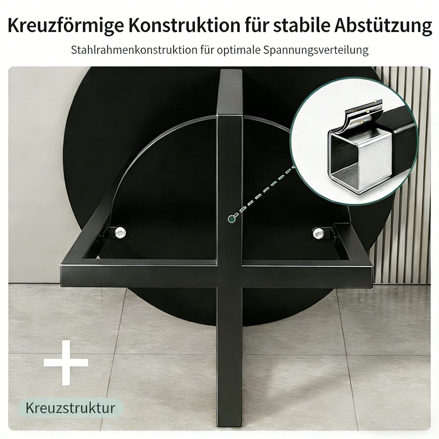 Refined Living Beistelltisch Couchtisch rund Sofatisch runde Beistelltische aus Holz & Metall (2 Ebenen Sofa Table Side Table Kaffee Couch Nachttisch Rund Schwa – Bild 5 von 5