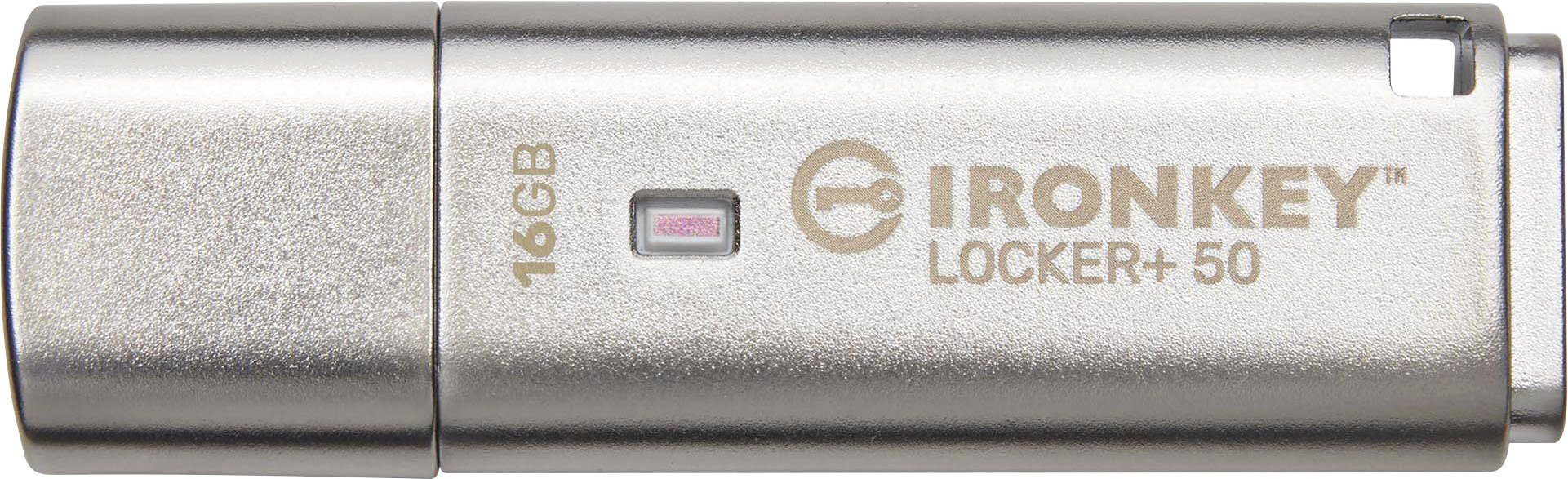 Kingston IRONKEY LOCKER+ 50 16GB USB-Stick (USB 3.2, Lesegeschwindigkeit 145 MB/s)