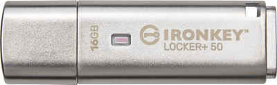 Kingston IRONKEY LOCKER+ 50 16GB USB-Stick (USB 3.2, Lesegeschwindigkeit 145 MB/s)