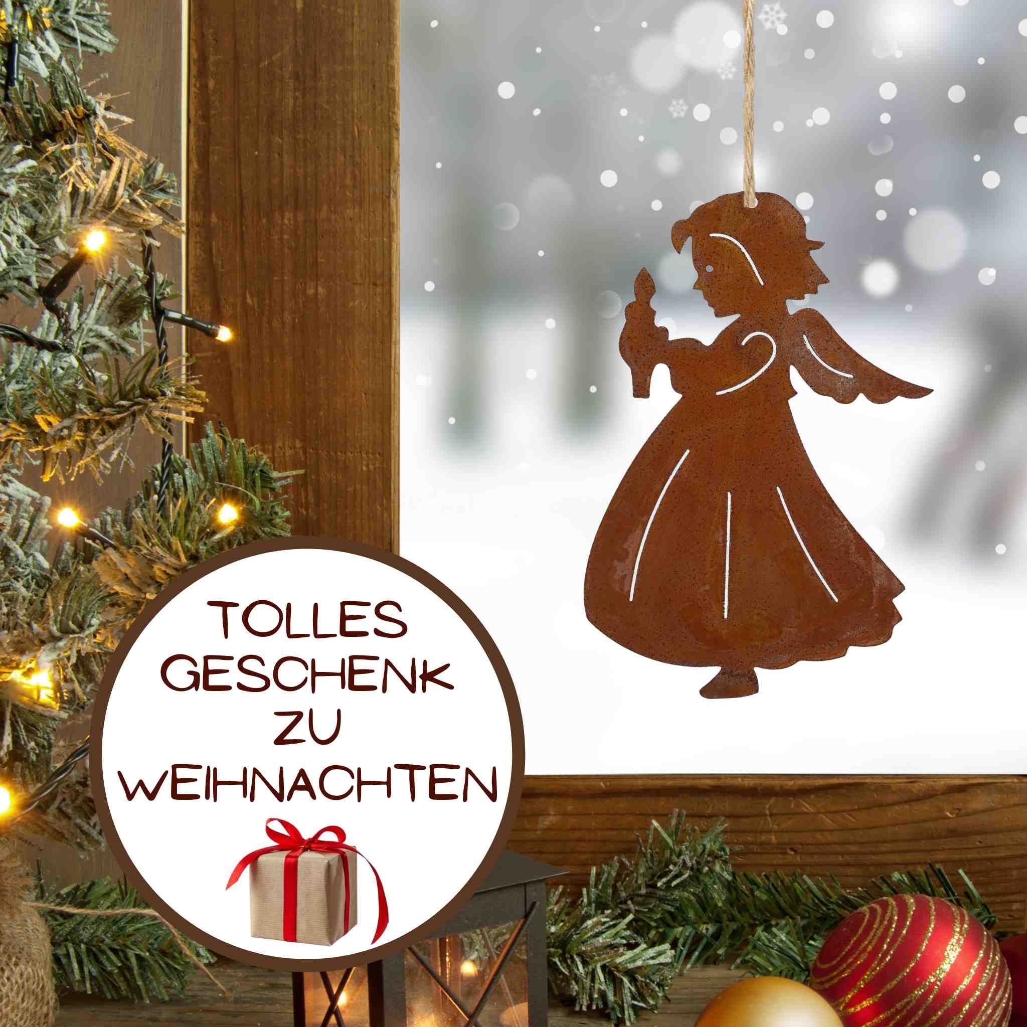 Rostikal Weihnachtsfigur Weihnachtsdeko aussen Weihnachten Engel Figur, Echter Rost