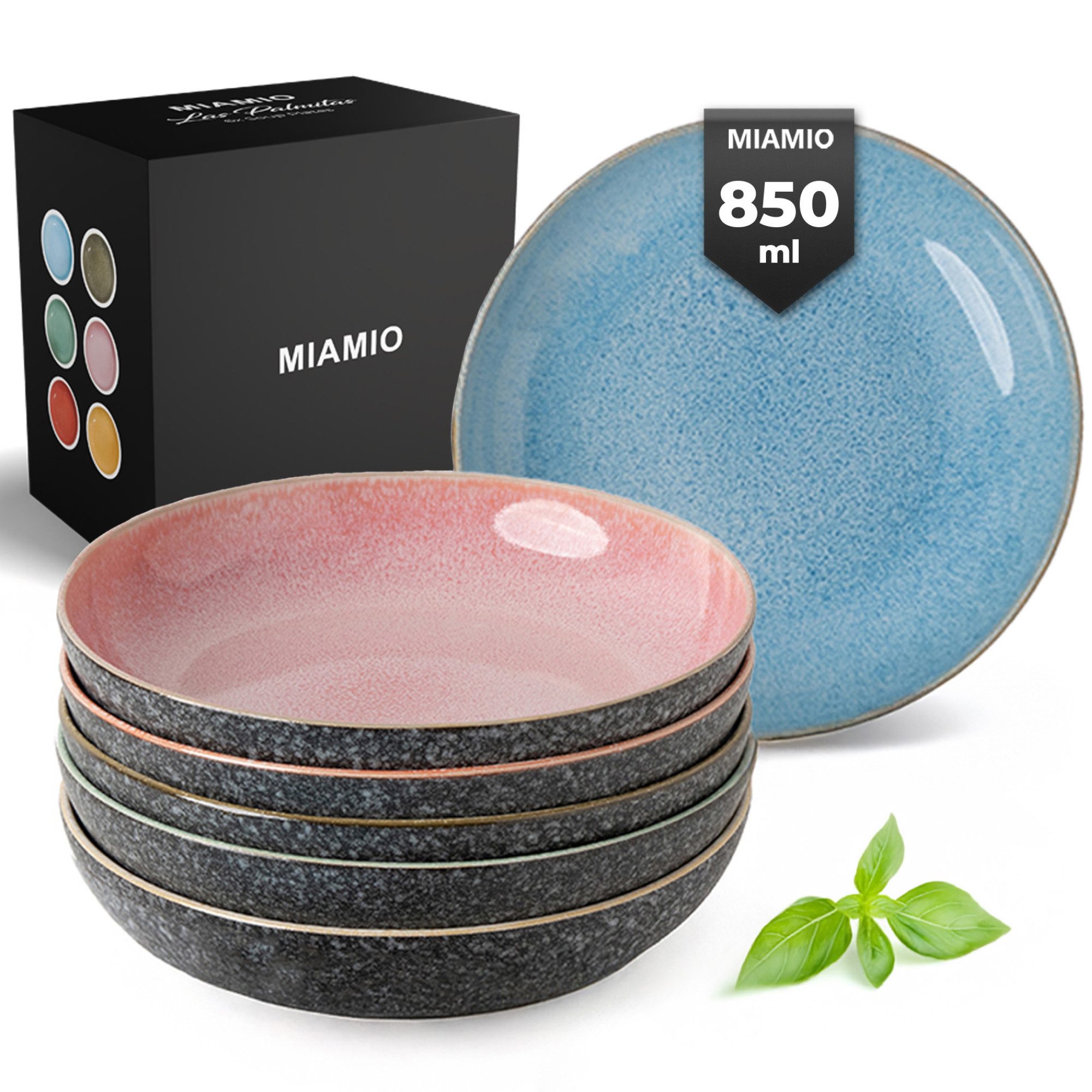 MiaMio Suppenteller Las Palmitas bunt, (6 St), 22 cm Durchmesser, 850 ml