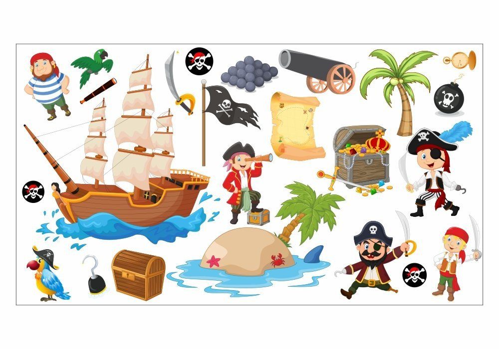 nikima Wandtattoo 063 Wandtattoo Pirat - 750 x 420 mm (PVC-Folie) günstig online kaufen