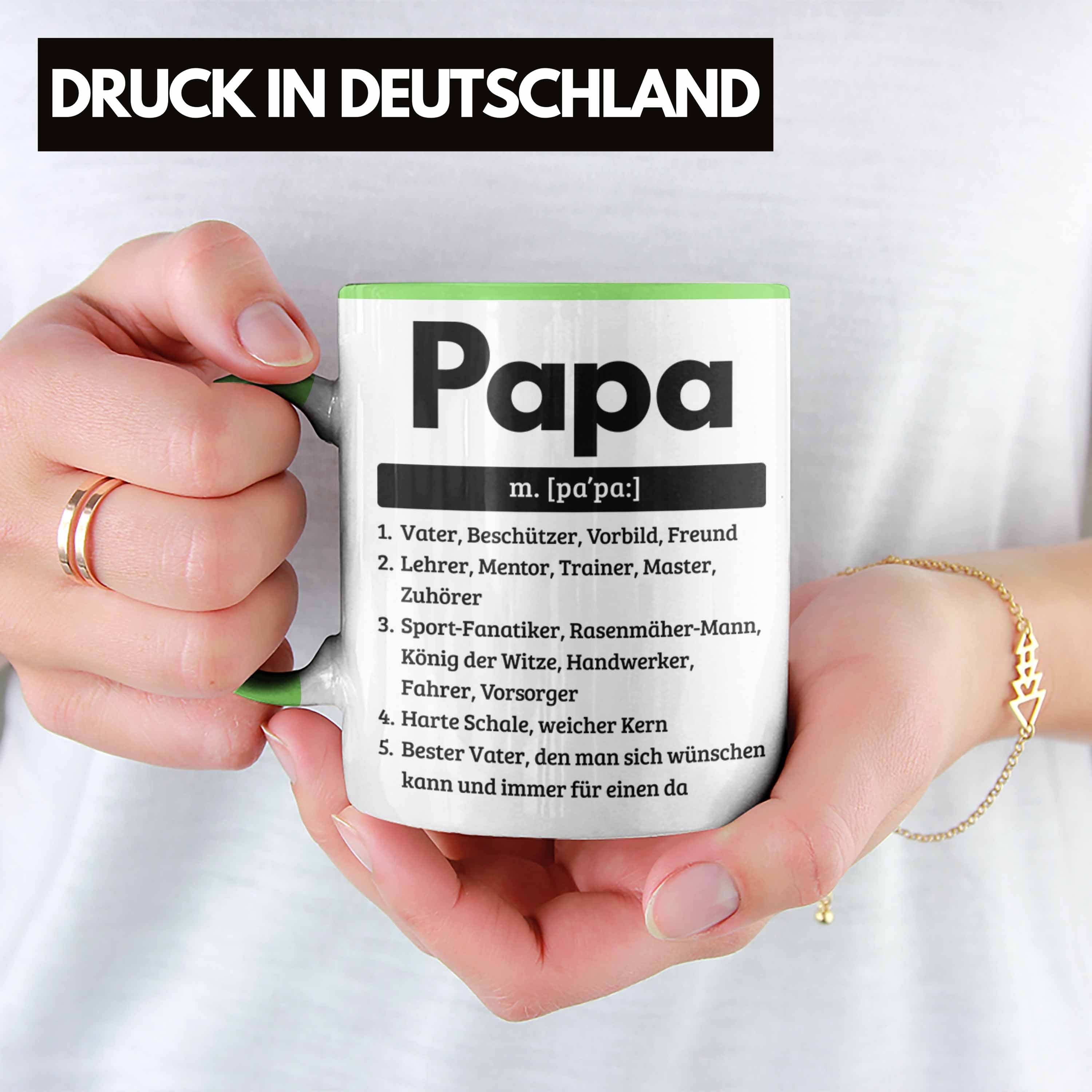 Spruch Tasse Geschenk Tasse Definition Papa Vatertag Grün Pa für Trendation Geschenkidee für